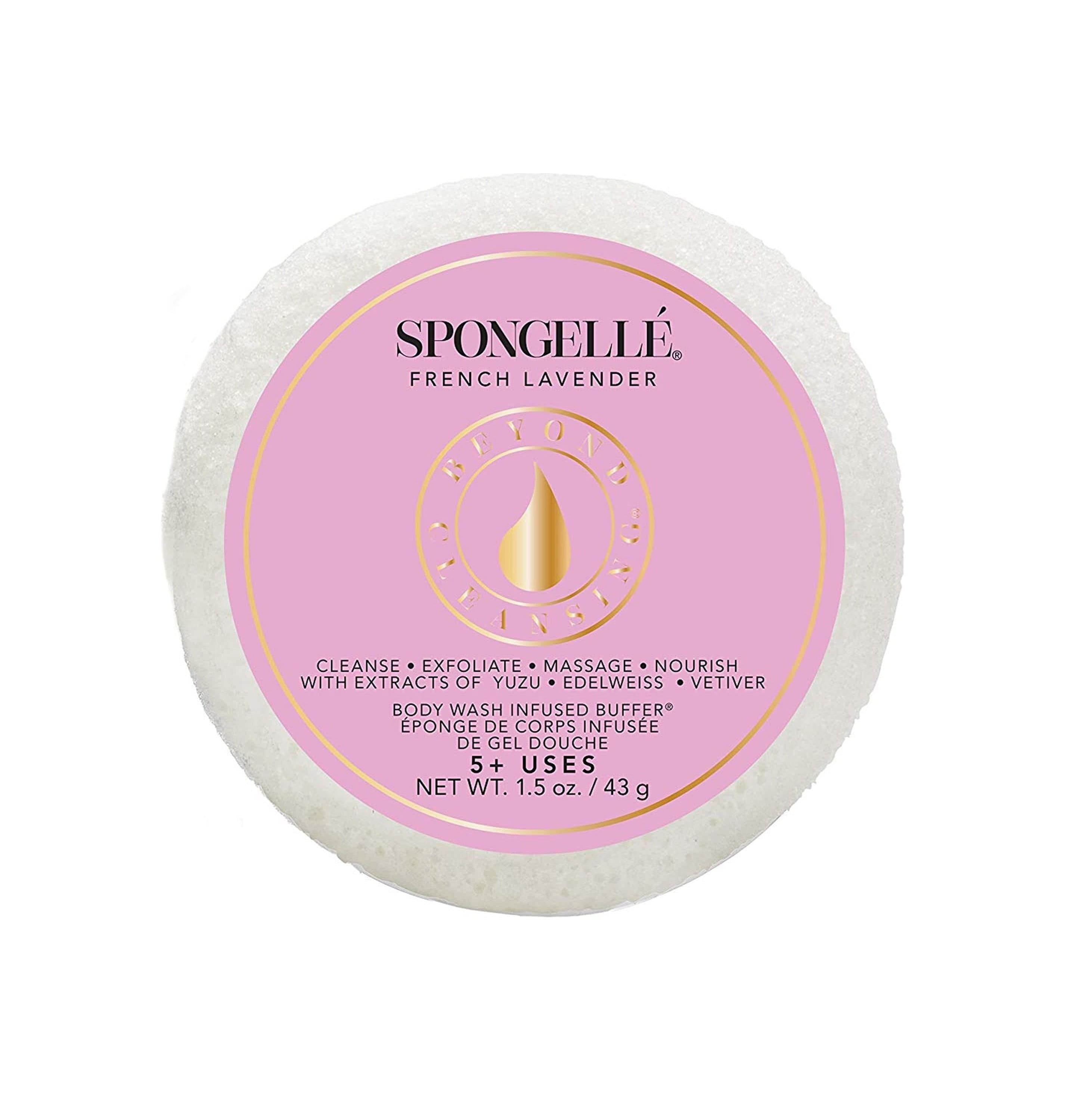 French Lavender Infused Body Wash Sponge - Exfoliating & Moisturizing Bath Sponge for Soft, Smooth Skin | Perfect for Shower, Bath & Spa Relaxation