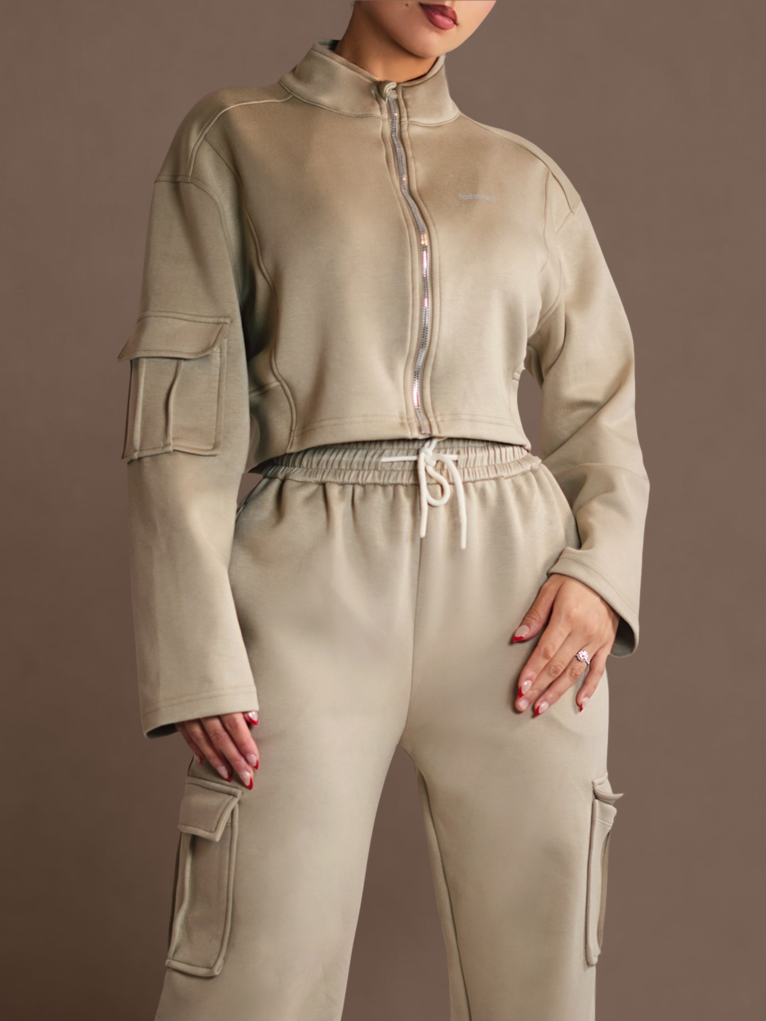 Lounge Mode Zipper Jacket - Soft Nude Color Cozy Fleece Pullover for Women | Perfect for Home Relaxing, Lounging & Casual Outings