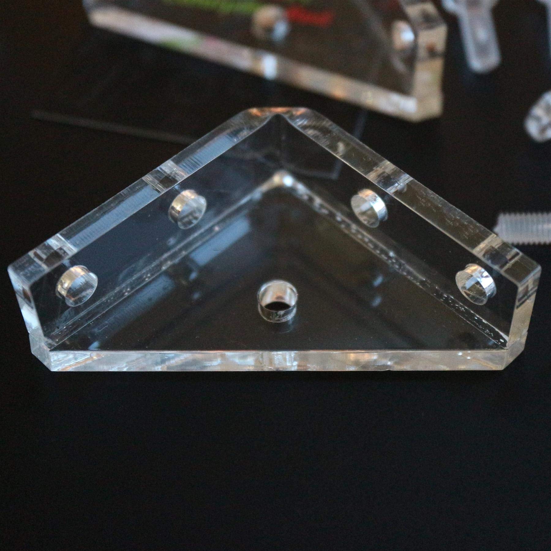 Clear Acrylic Corner Brackets 5mm Thick with M5 Bolts for Shelves & DIY