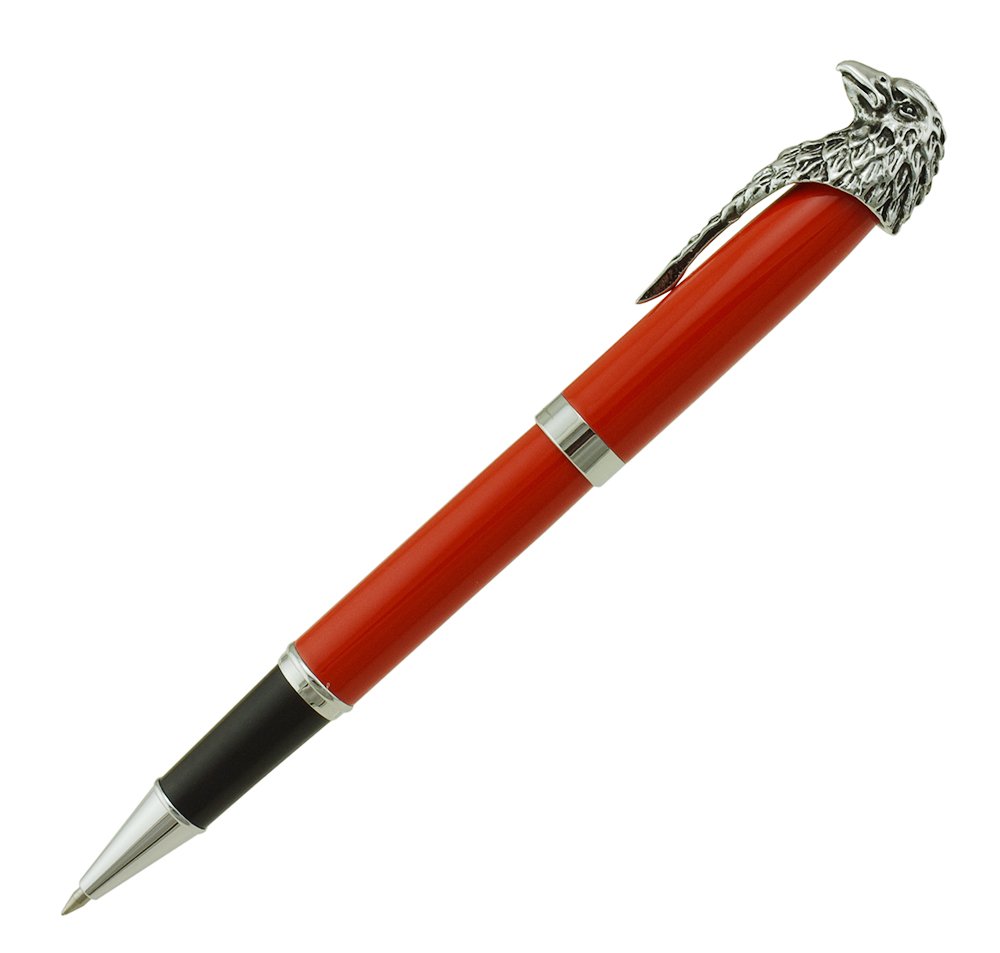 Asvine Fuliwen Rollerball Pen with Red Barrel & Eagle Head Clip - Fine Black Ink Refill for Smooth Writing, Signature & Calligraphy | Premium Business Pens for Office, Gift & Professional Use