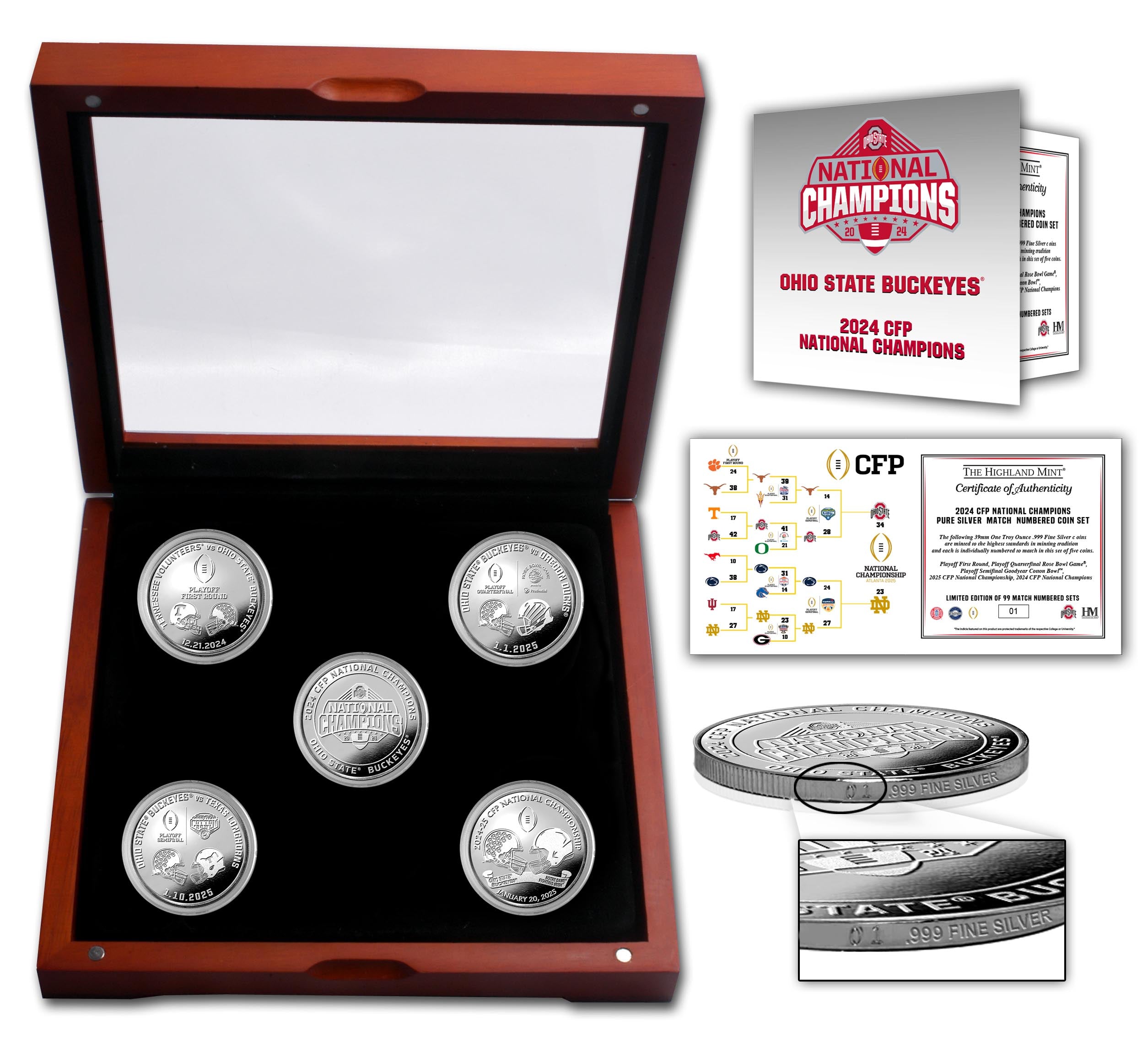 Ohio State Buckeyes 2024/2025 CFP Championship Pure Silver Commemorative Coin Set - Perfect for Collectors, Fans & Game Day Memorabilia Displays