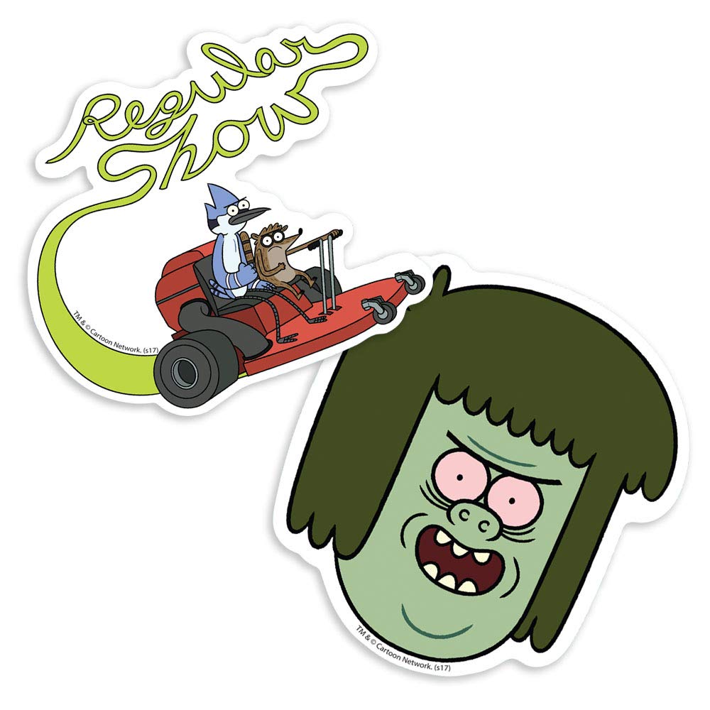 Popfunk Regular Show Muscle Man and Mower Vinyl Stickers - Fun Collectible Decals for Laptops, Water Bottles & Notebooks | Cartoon Fan Gift Idea