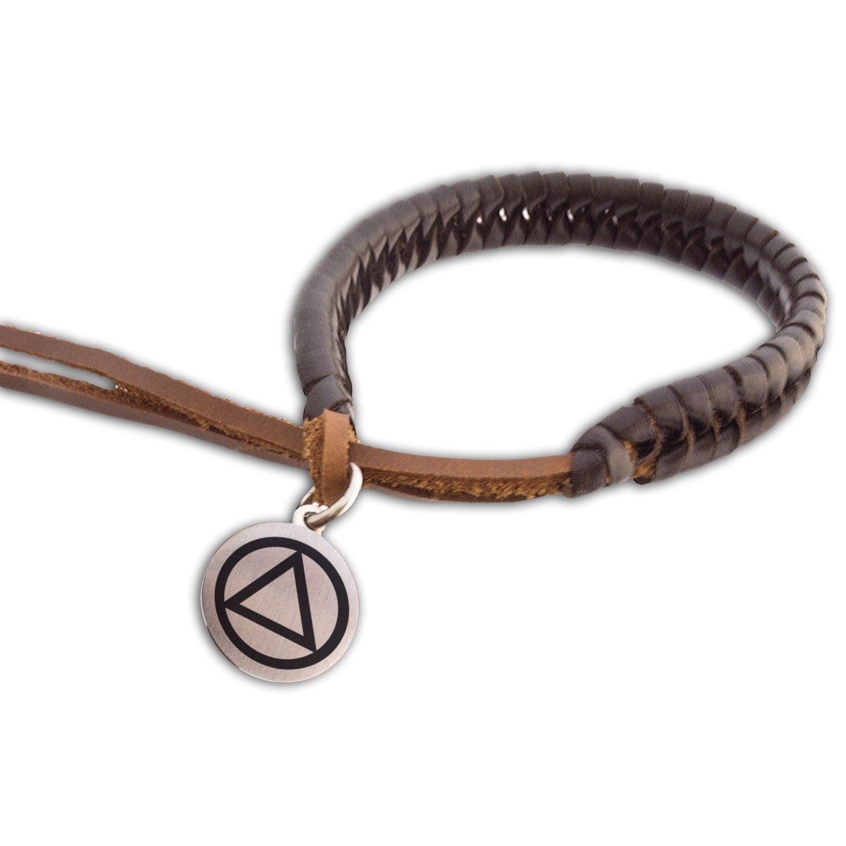 AA Alcoholics Anonymous Bracelet - Braided Leather Sobriety Bracelet for Men & Women - Inspirational Recovery Gift for 12 Step Programs & Daily Motivation