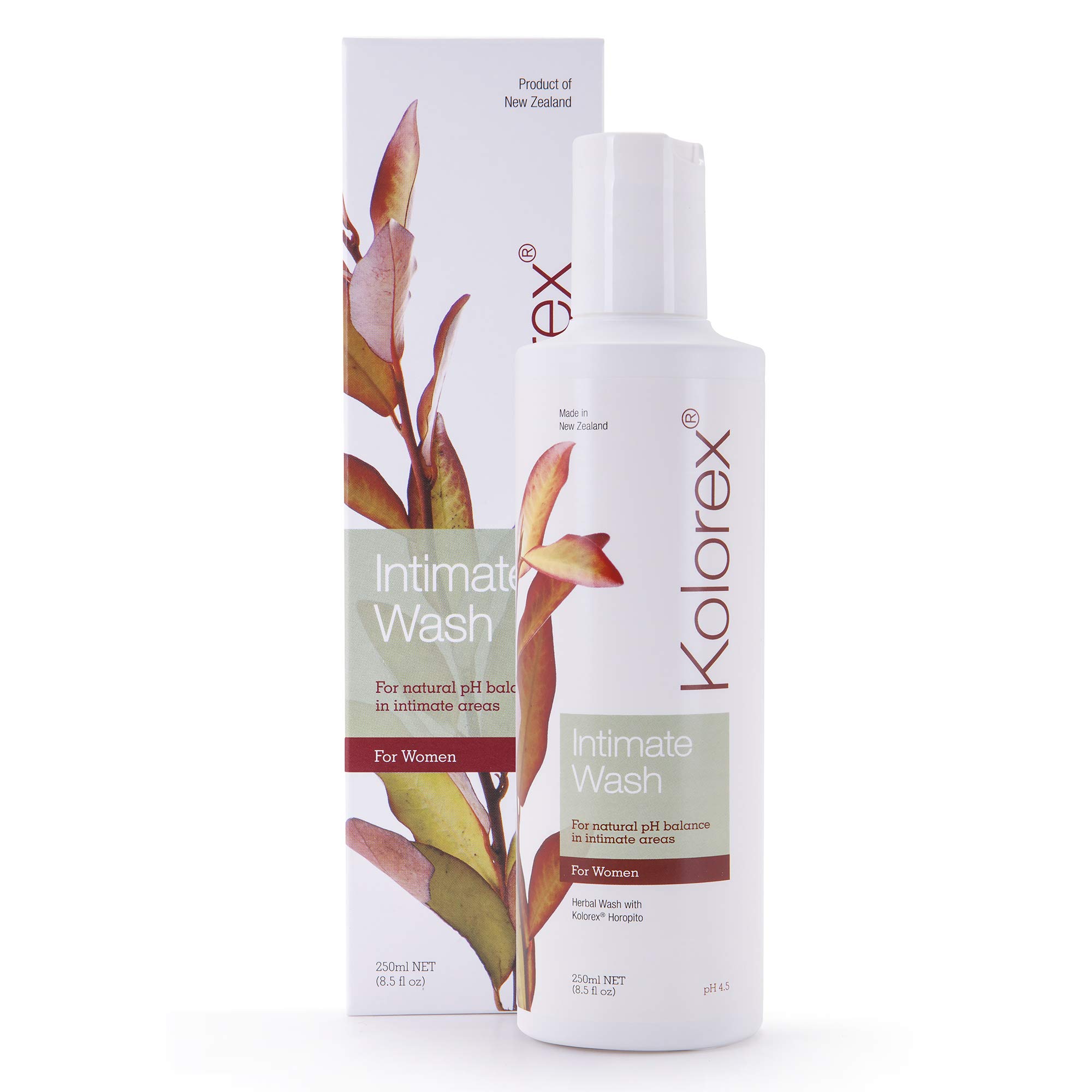 Kolorex Intimate Wash - pH-Balanced Daily Feminine Hygiene with New Zealand Horopito Herbs (250ml) | Gentle Cleansing for Women's Intimate Care & Freshness