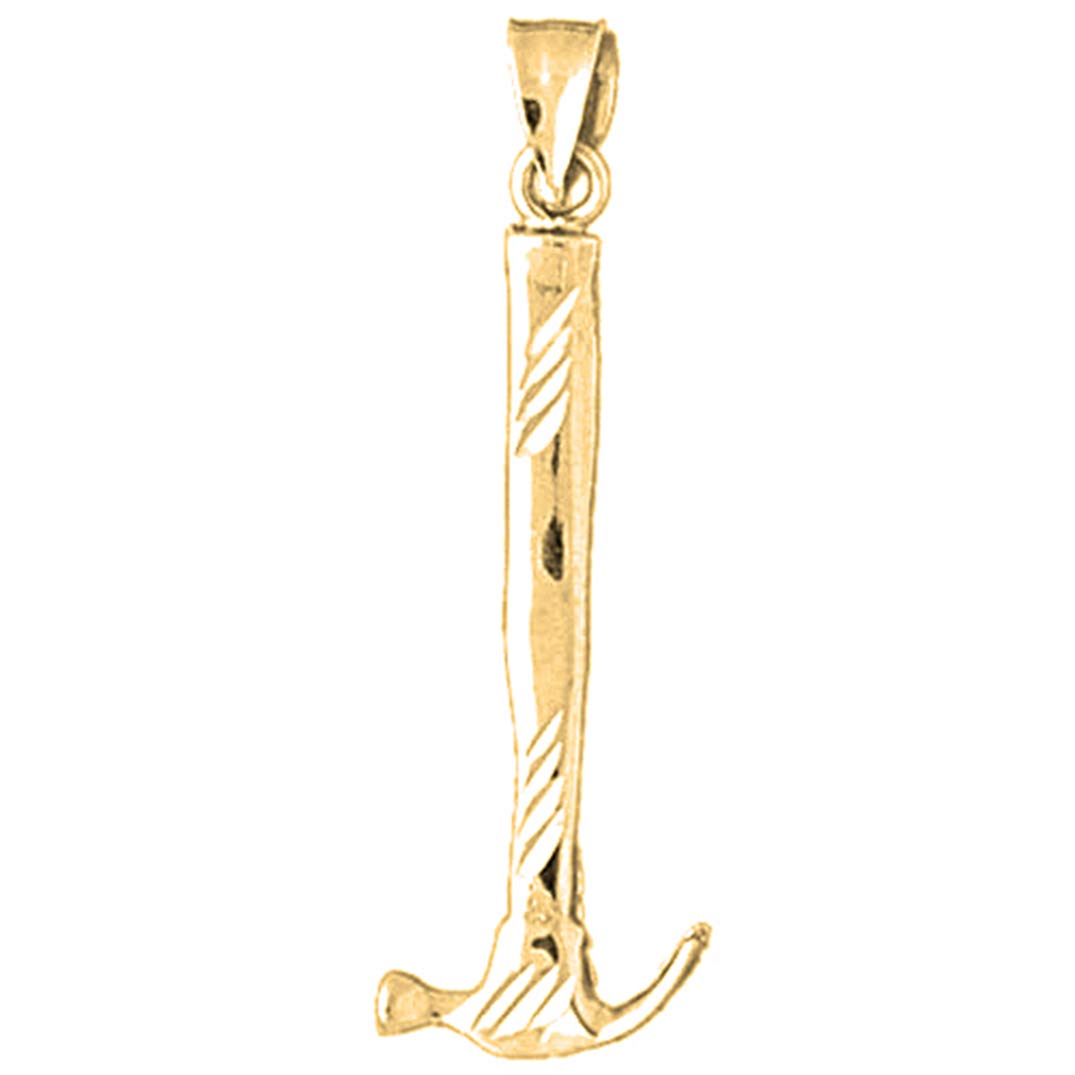 14K Yellow Gold Hammer Pendant Necklace - 35mm Handmade Jewelry for Women, Men | Perfect Gift for Birthday, Anniversary & Valentine's Day | Elegant Everyday Wear & Special Occasions