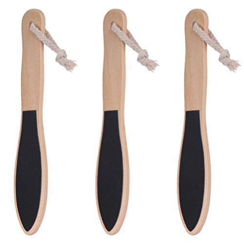 Minkissy 3-Pack Wooden Pedicure Foot Files - Double Sided Exfoliating Foot Rasp & Skin Care Tool for Smooth Feet | Portable Shaving Razors for Home, Spa & Travel Use