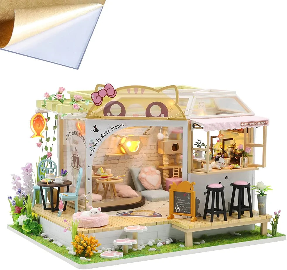 DIY Cat Cafe Garden Kit - Creative Indoor Cat Playhouse & Enrichment Toy for Kittens & Adult Cats - Perfect for Home, Office, or Pet-Friendly Spaces
