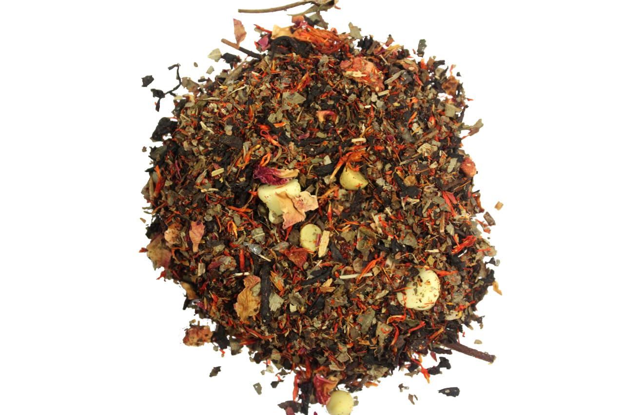 Nelson's Strawberry White Chocolate Loose Leaf Tea Blend - Premium Black & White Tea with Rose Buds, Rose Hips, Safflower & Real Strawberries - Gourmet Dessert Tea for Afternoon Tea Parties & Relaxation