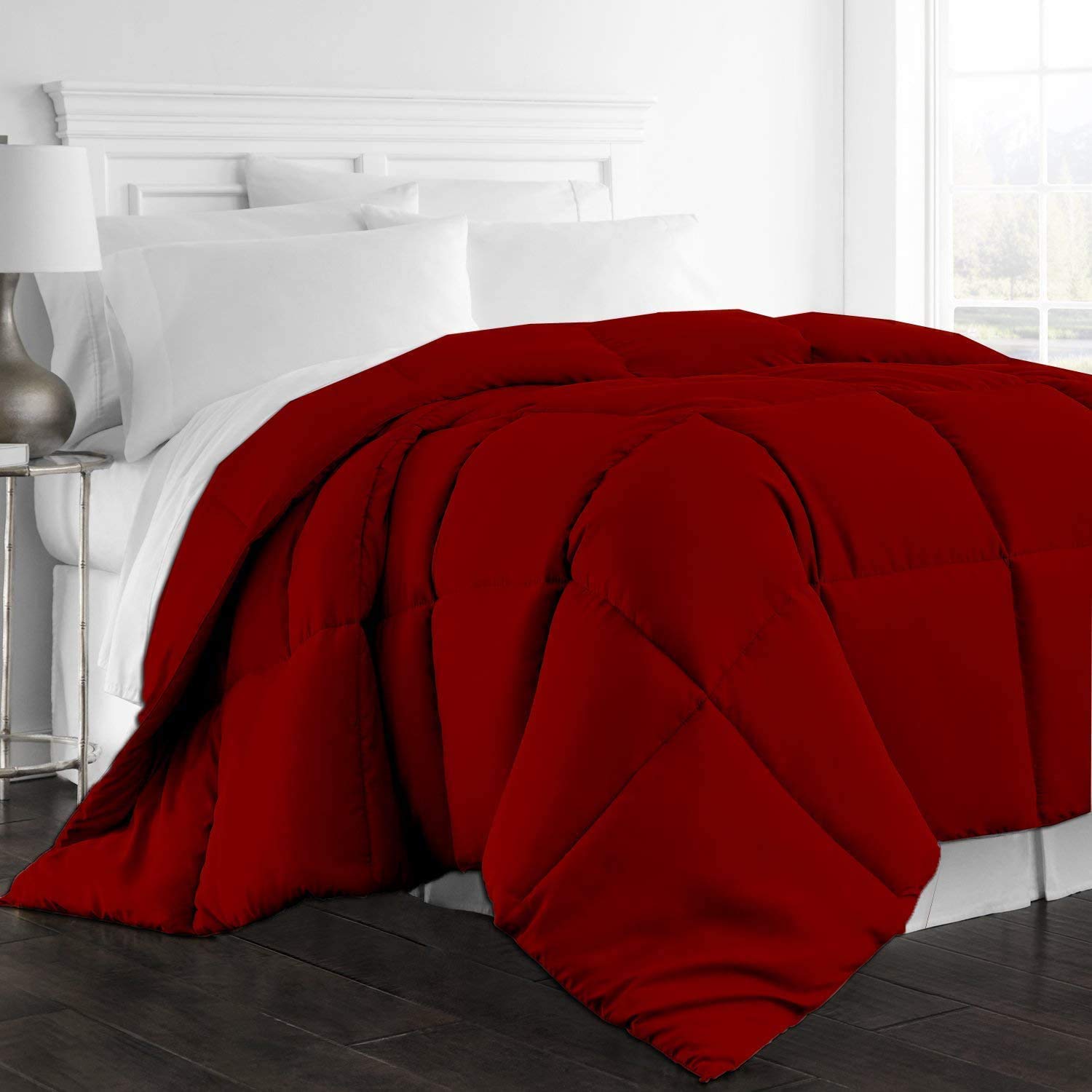 3-Piece Comforter Set - Ultra Soft All Season Down Alternative Bedding with 2 Pillow Shams, Quilted Duvet Insert, Machine Washable (King/California King, Burgundy Red) - Perfect for Master Bedroom, Guest Room & Cozy Home Decor