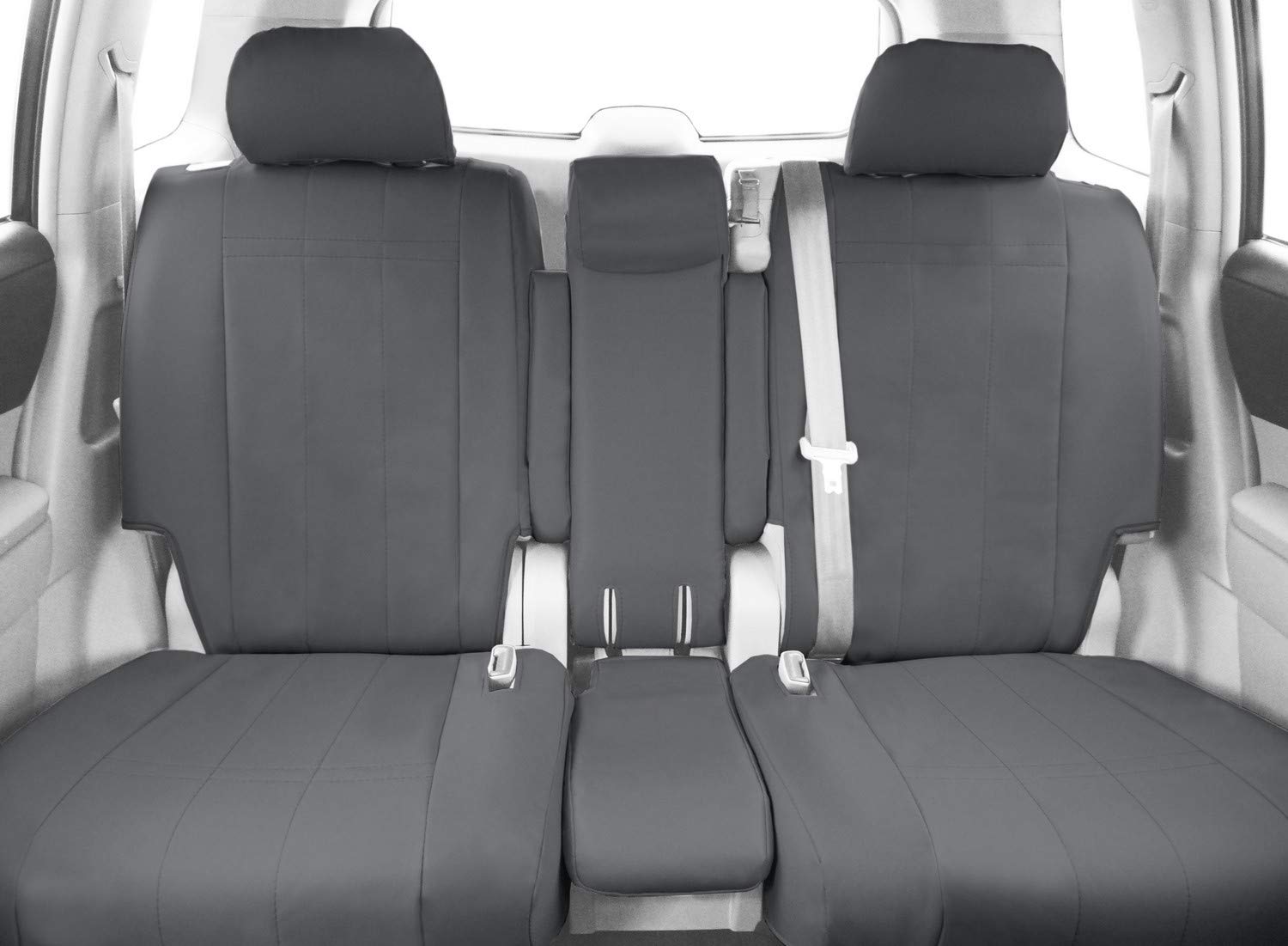 2014-2019 Toyota Corolla Seat Covers - CalTrend Rear 40/60 Split Back & Solid Cushion Cordura Covers in Light Grey (Perfect for Road Trips & Daily Commutes)