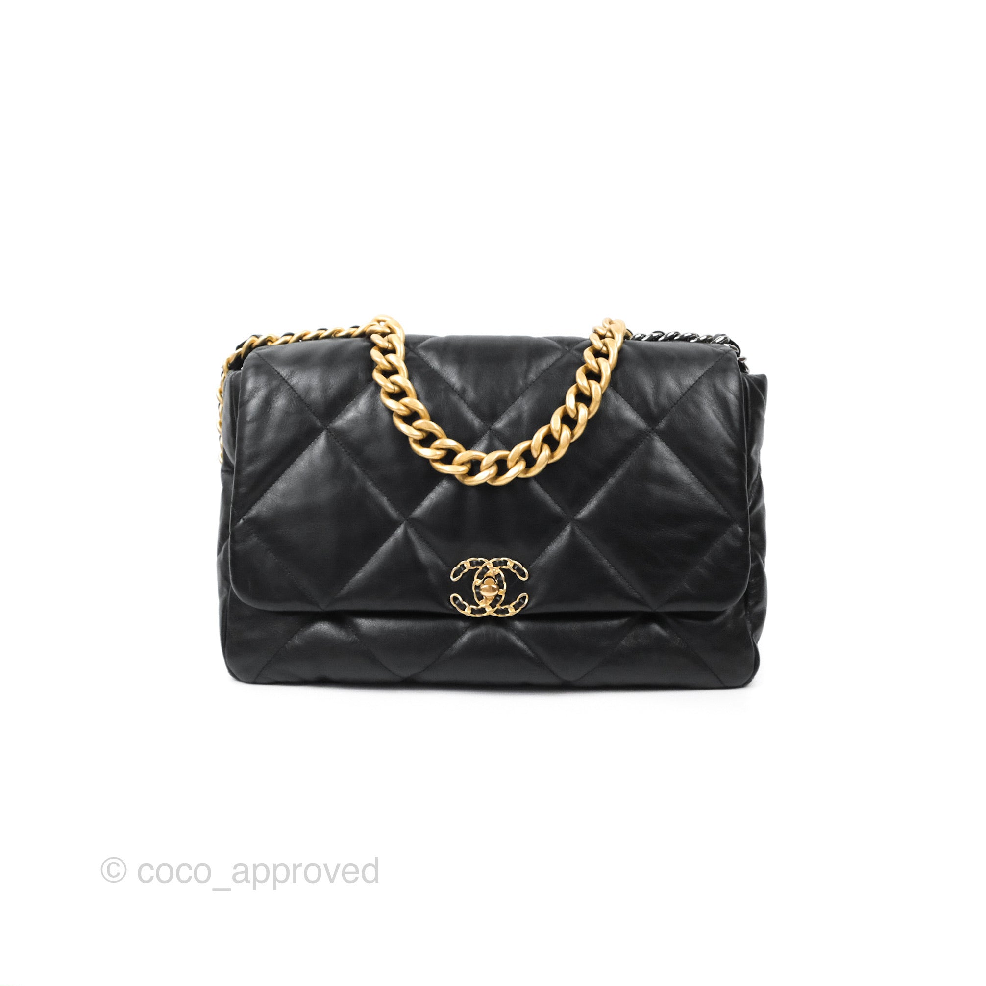 Chanel 19 Maxi Flap Bag Black Goatskin Leather with Mixed Metal Hardware - Luxury Designer Handbag for Women, Perfect for Evening Events & Special Occasions
