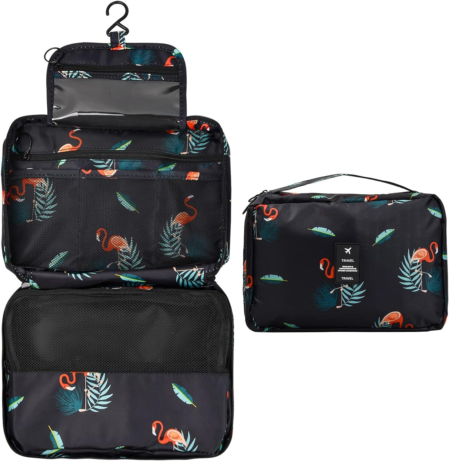 Premium PETRICE Women's Travel Toiletry Bag - Waterproof Cosmetic Organizer (25x10x18cm) - Perfect for Vacation, Gym & Business Trips - Black Compact Makeup Pouch with Multiple Pockets