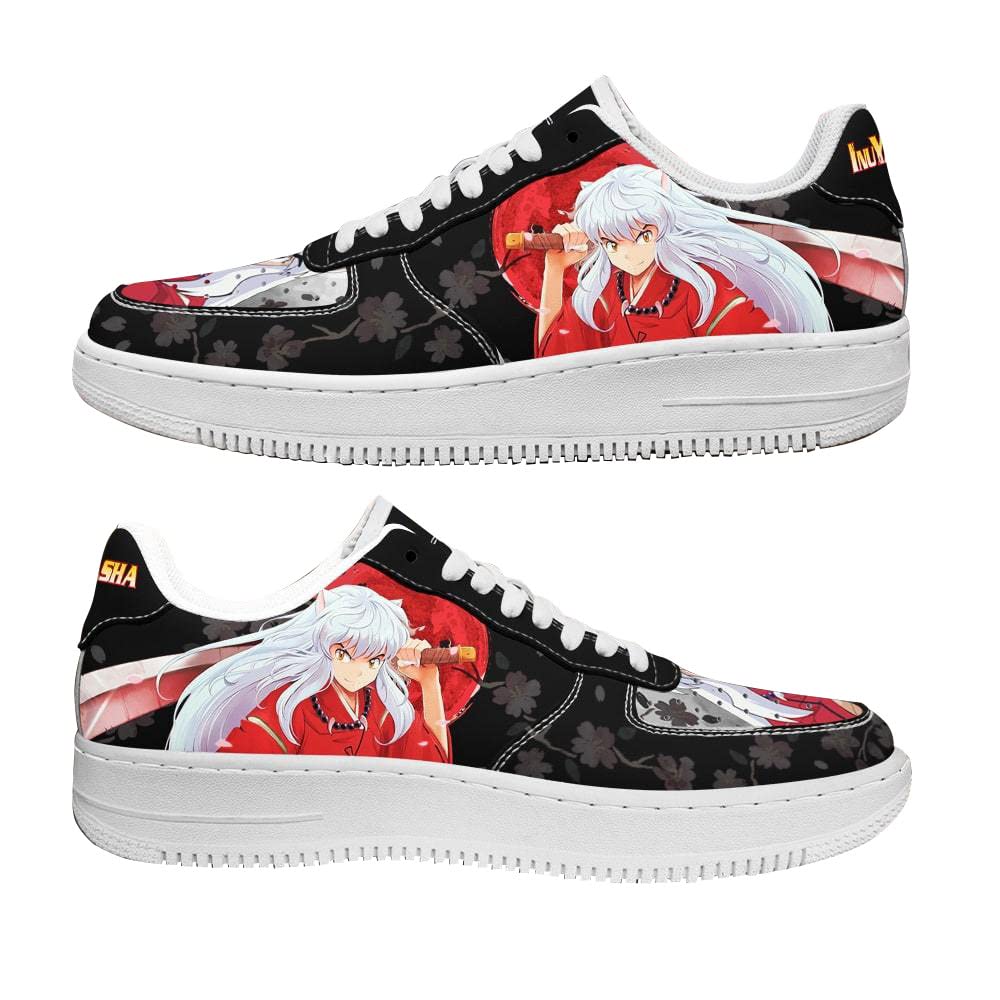 Sesshomaru Kikyo Anime Print Basketball Shoes - Low-Top Lace-Up Sneakers for Men & Women - Non-Slip Shock Absorption Running Shoes - Japan Anime Cosplay & Casual Wear - Perfect Gift for Comic Fans (Ideal for Cosplay, Outdoor Activities & Daily Fashion)