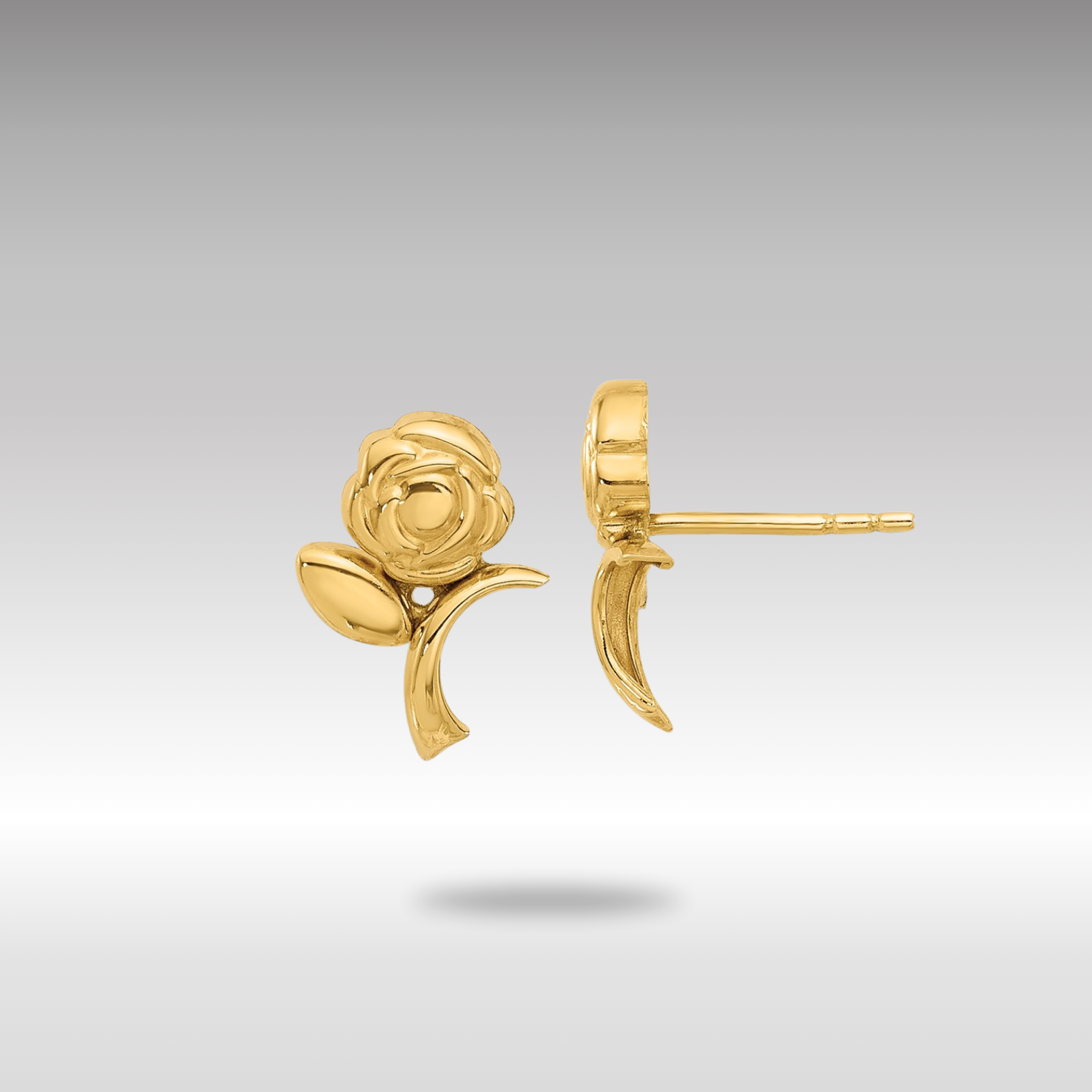 Gold Polished Rose Post Earrings - Model YE2210 | Elegant & Hypoallergenic Stud Earrings for Women | Perfect for Weddings, Parties & Everyday Wear
