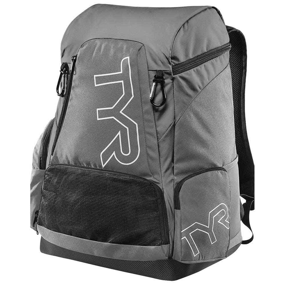 TYR Alliance Team Backpack 45L - Waterproof Swim Bag for Competition & Training | Durable Grey Backpack for Swimming Gear, Goggles & Towels | Perfect for Pool, Gym & Travel