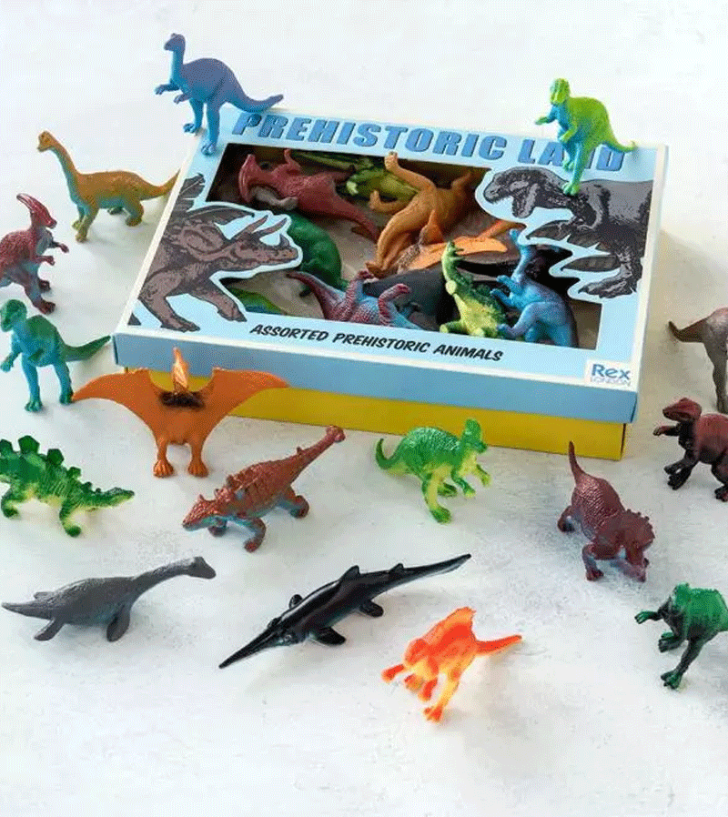 16-Piece Assorted Prehistoric Dinosaur Toy Set - T-Rex, Triceratops, Velociraptor Figures for Kids Educational Play & Dinosaur Party Favors