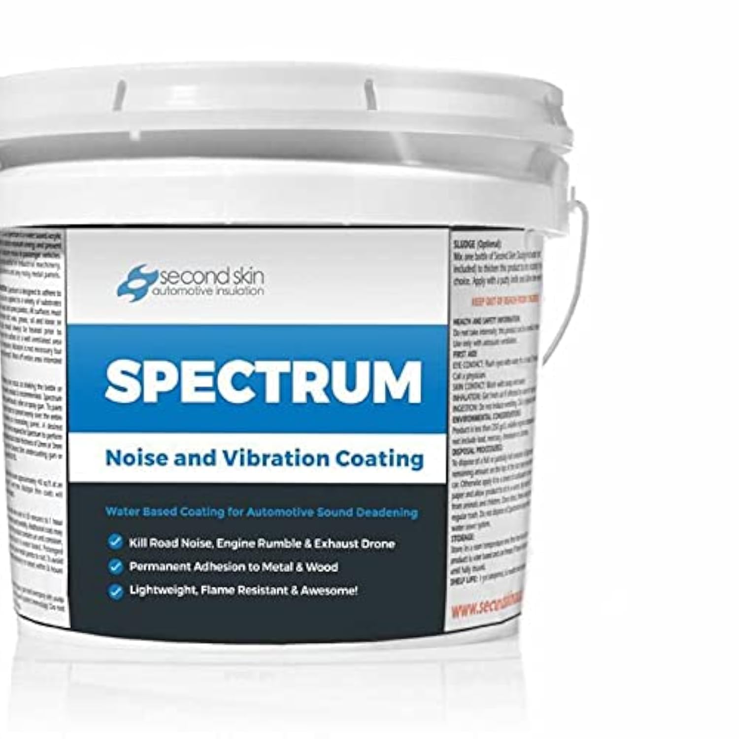 Second Skin Audio Spectrum Liquid Sound Deadening Spray - Water-Based Viscoelastic Vibration Dampening Paint for Car, Truck & RV Noise Reduction (1 Gallon) | Automotive Soundproofing & Thermal Insulation Solution