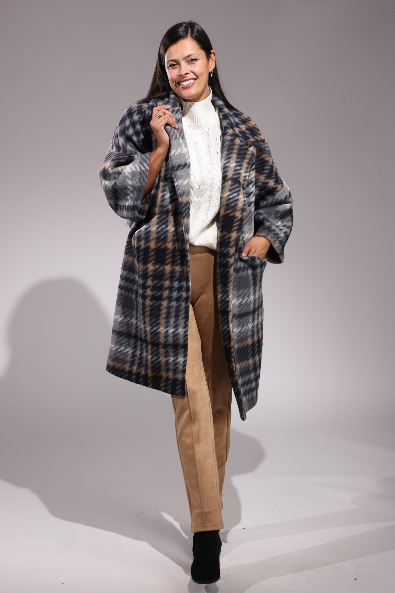 Italian Made 3/4 Sleeve Women's Trench Coat - Black/Grey/Beige/White | 0201BR | Perfect for Office Wear & Spring Fashion