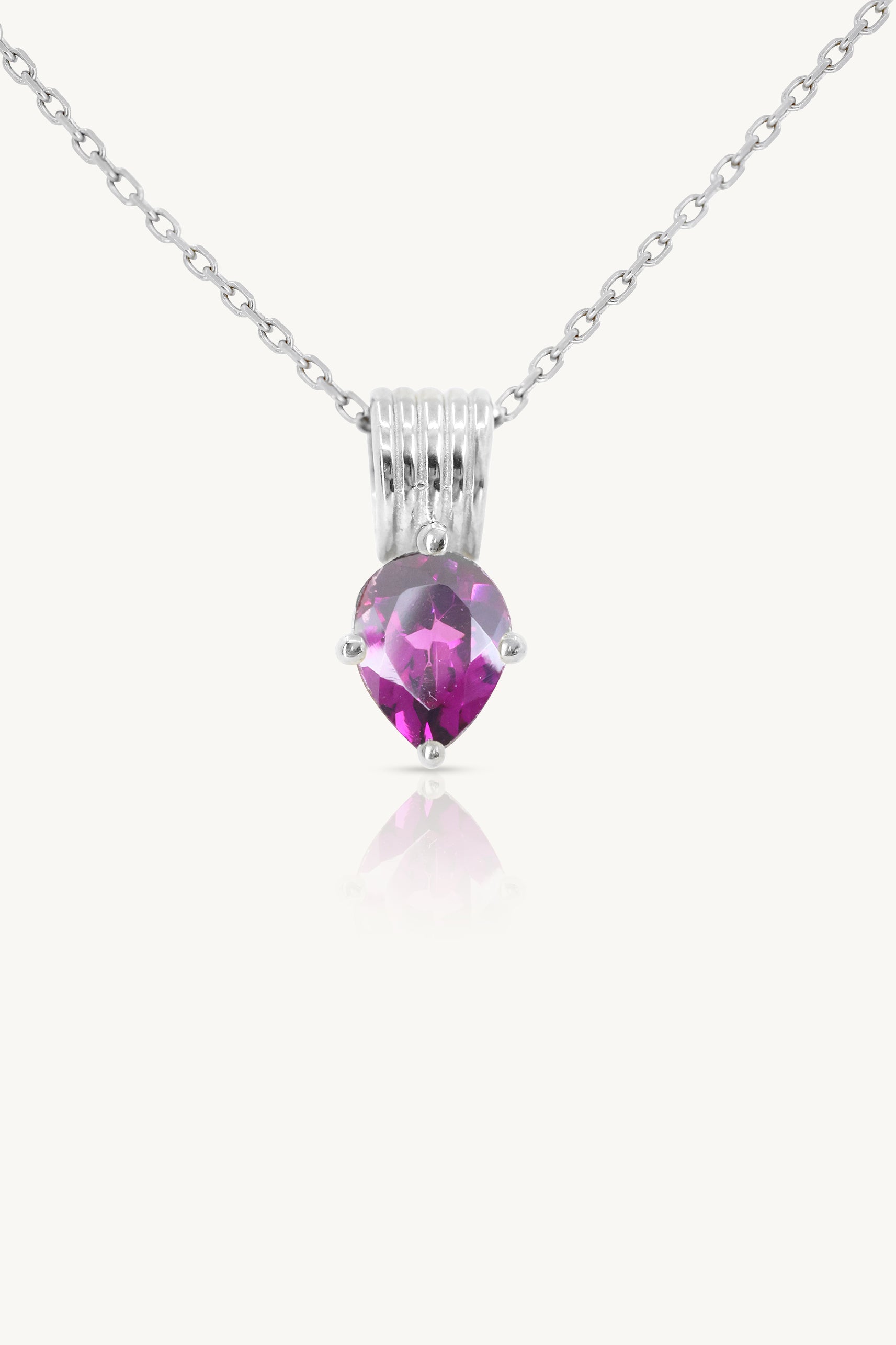 Amie Rhodolite Silver Necklace for Women - Elegant Gemstone Jewelry Gift for Birthday, Anniversary & Special Occasions