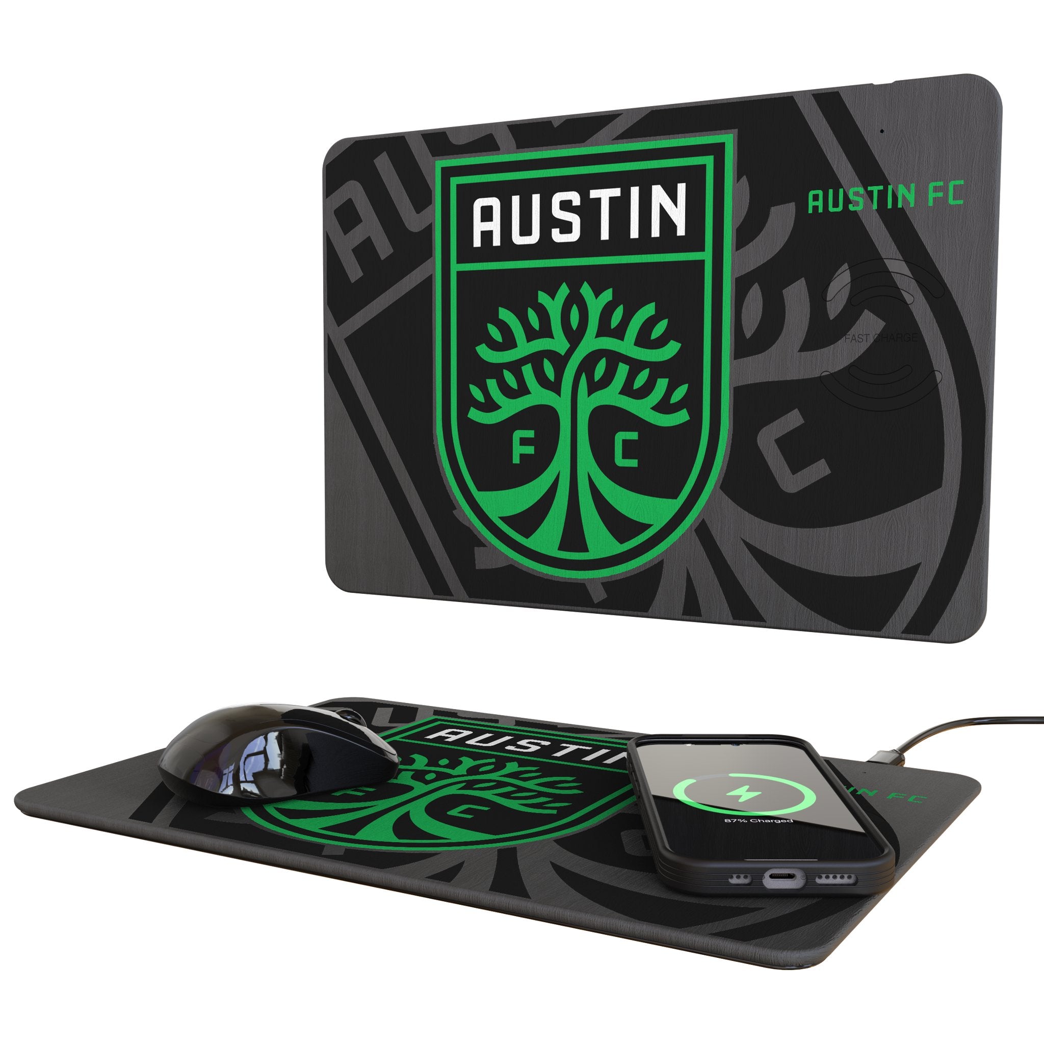 Austin FC Monocolor Tilt 15W Fast Wireless Charger & Mouse Pad - Perfect for Office, Gaming & Home Desk Setup
