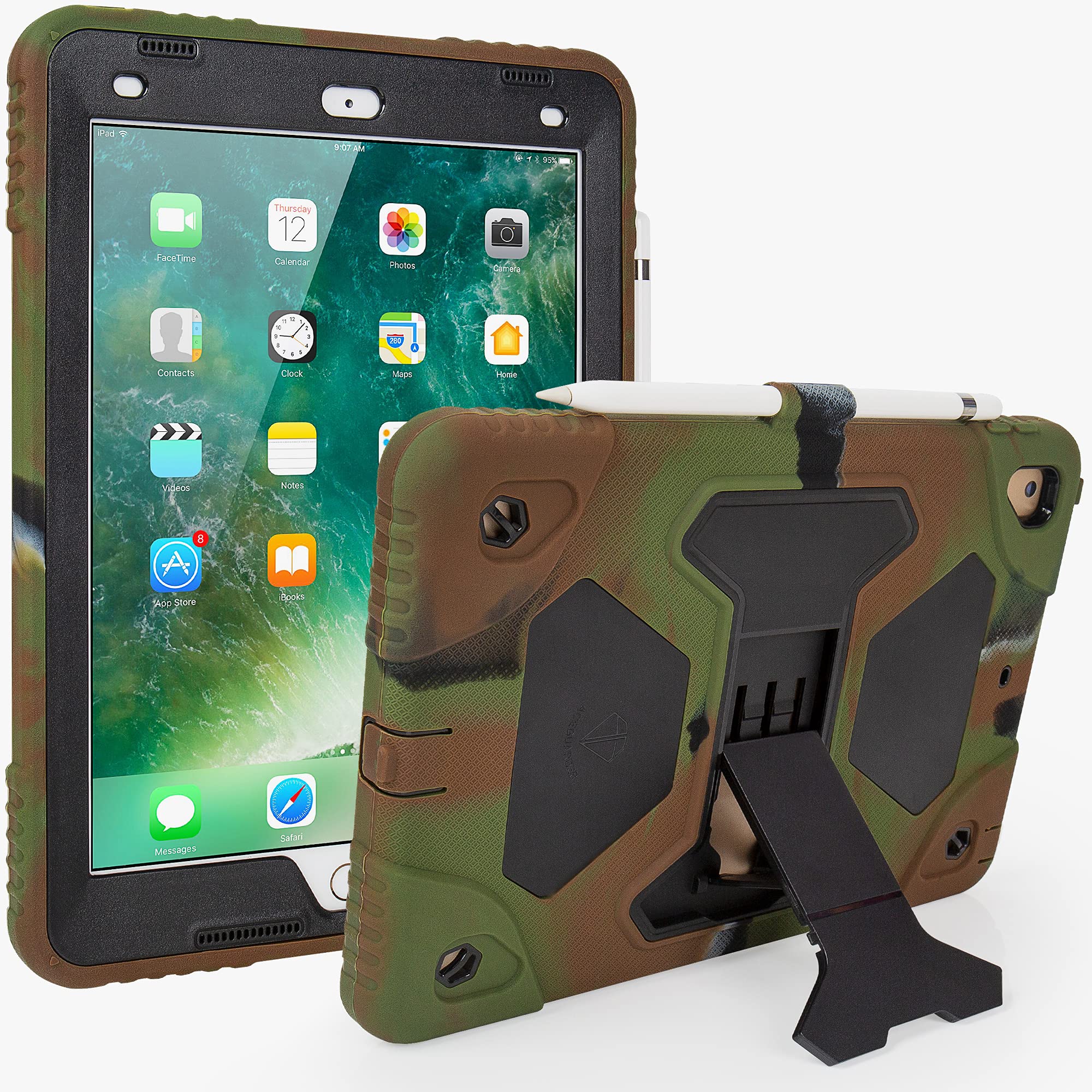 Premium Shockproof Silicone Case for iPad 9.7 inch (5th/6th Gen, Air 2, Pro 2016) - Military-Grade Protection in Army Black | Perfect for Work, Travel & Everyday Use