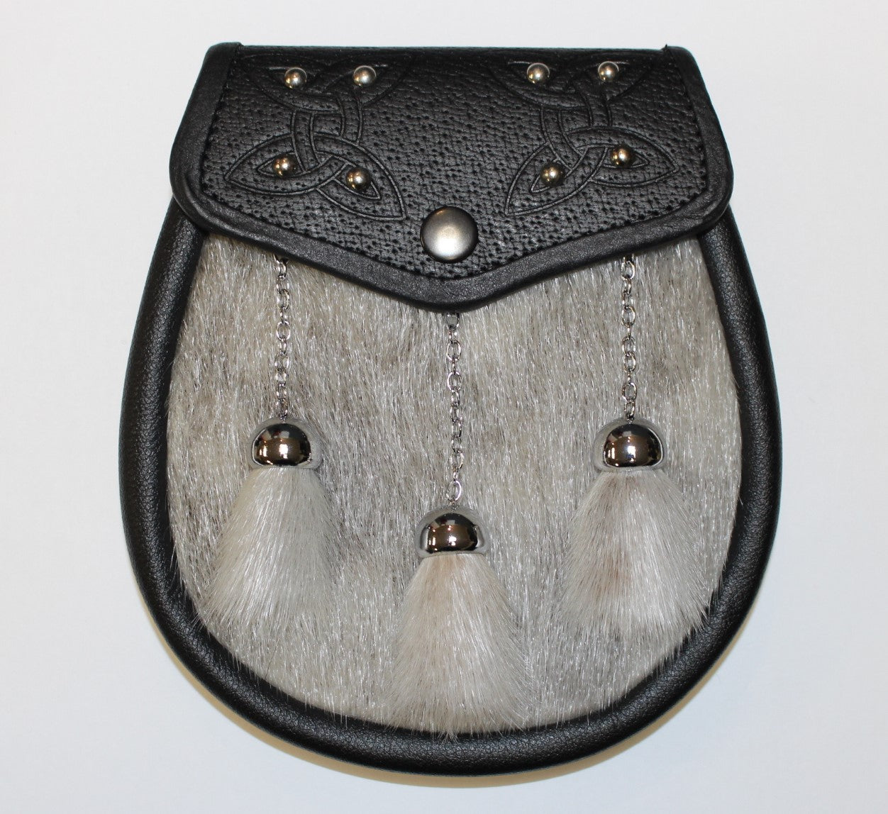Premium Pale Skin Semi Dress Sporran AZD - Traditional Scottish Waist Pouch for Men's Kilt Outfits & Highland Dress Events