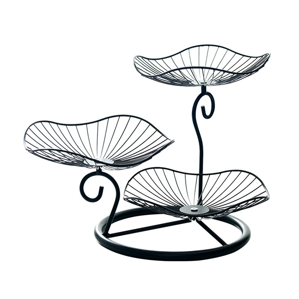 3-Tier Metal Fruit Basket Bowl - Elegant Wrought Iron Countertop Fruit Tray Holder for Kitchen, Dining Table & Party Decor (Black) | Perfect for Fruit Display, Home Decor & Gift Giving