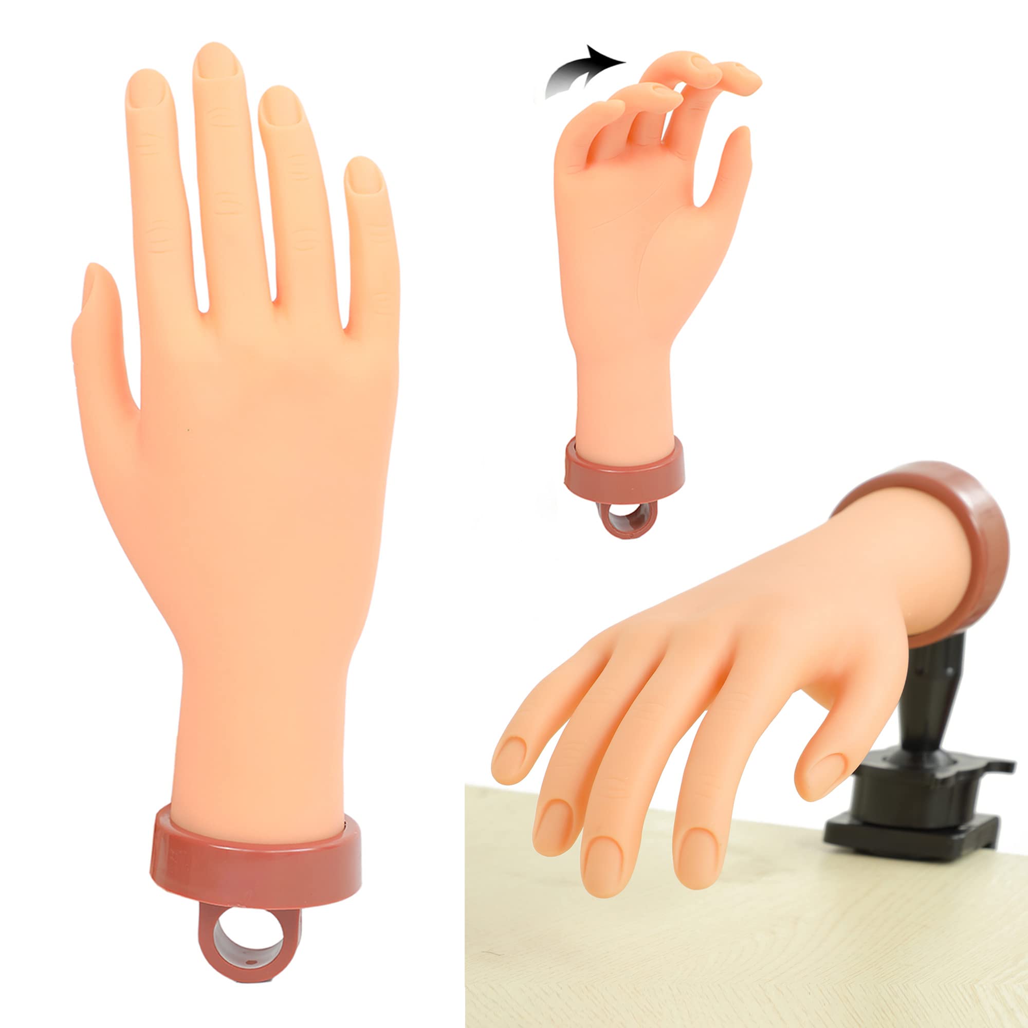 Professional Acrylic Nail Practice Hand - Mannequin Training Hand for Beginners, Fake Hand for Nail Art & Acrylic Nail Extension Practice - Perfect for Home Salon, Nail School & DIY Nail Training (1Pc)