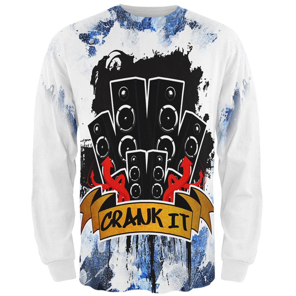 DJ Crank It to Eleven 11 Super Bass Speakers Graphic Men's Long Sleeve T-Shirt - Perfect for Concerts, Music Festivals & Casual Wear