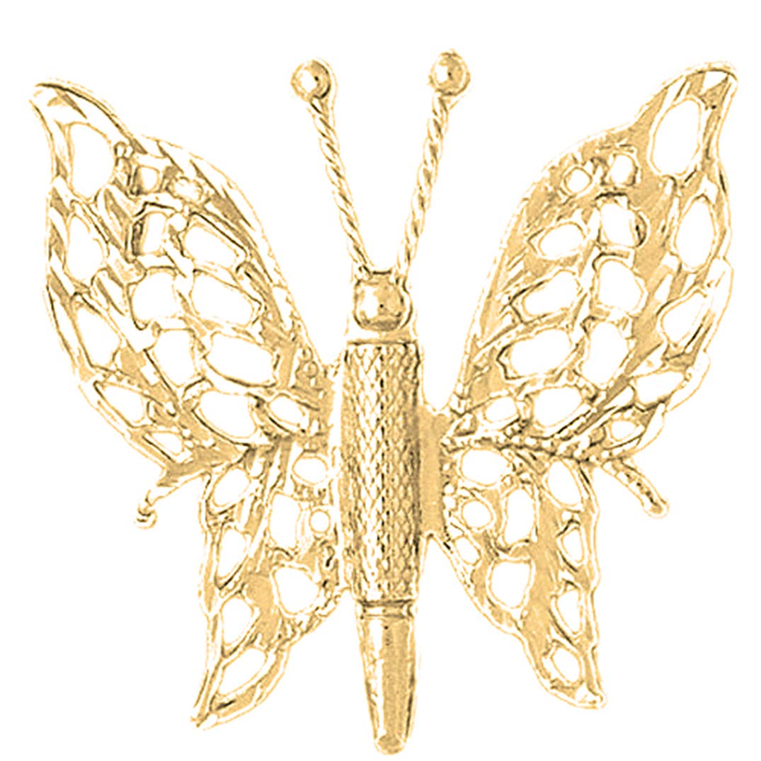 14K Yellow Gold-Plated 925 Sterling Silver Butterfly Pendant Necklace - Elegant Jewelry Gift for Women, Perfect for Valentine's Day, Anniversary & Special Occasions