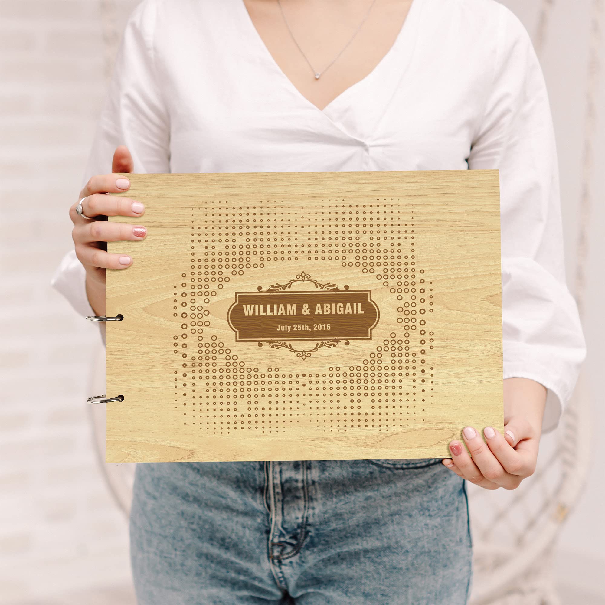 Personalized Engraved Wooden Wedding Guest Book - Laser Cut Custom Sign-in Registry for Bridal Shower, Reception & Anniversary - Perfect for Cherishing Memories
