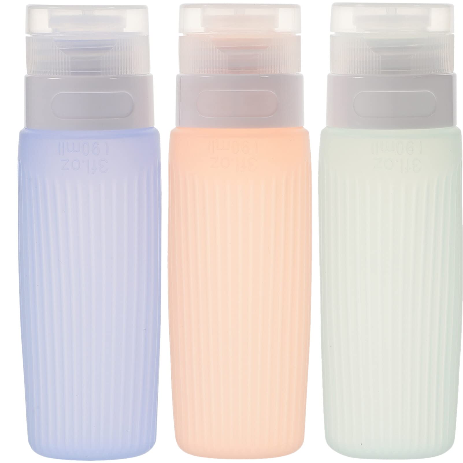 Beaupretty 3-Pack Silicone Travel Bottles (90ml) - Refillable Leak-Proof Shampoo, Conditioner & Lotion Containers for Toiletries, Makeup Samples & Cosmetics | Perfect for Air Travel, Gym, Camping & Outdoor Adventures