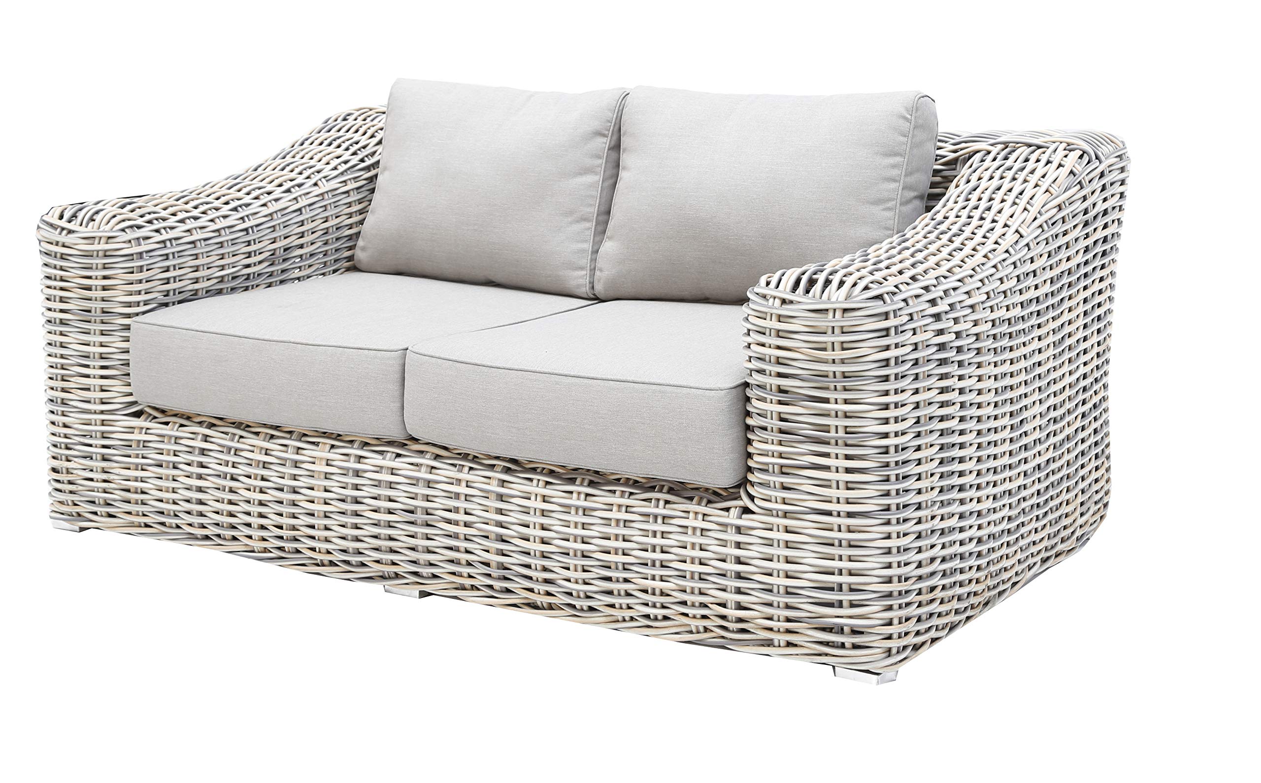 Envelor Hawaii Love Seat Outdoor Patio Furniture - Rattan Wicker Frame with Light Grey Olefin Cushions - Perfect for Poolside, Garden, and Backyard Relaxation