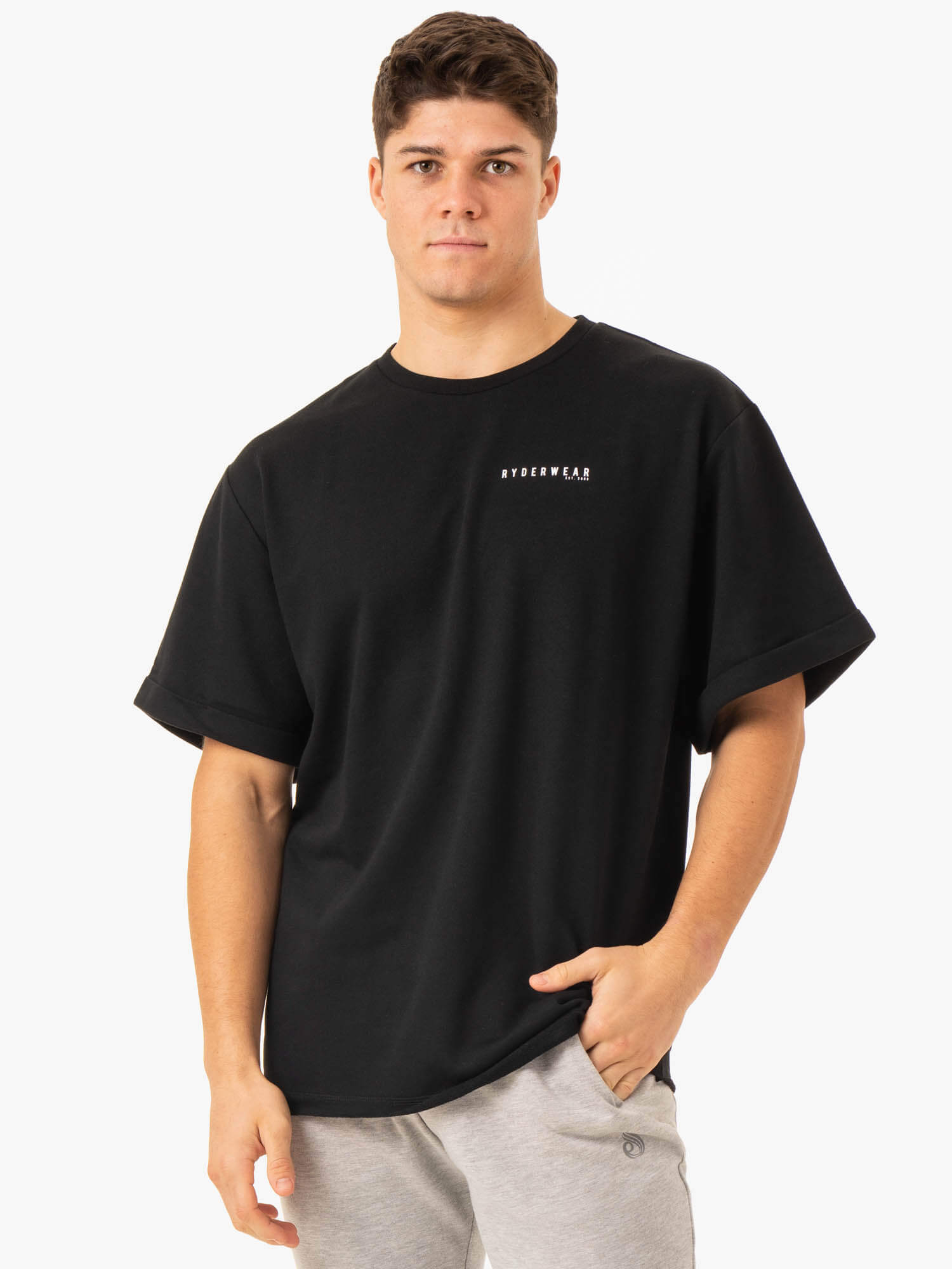 Pursuit Oversized Fleece T-Shirt for Women & Men - Soft Cozy Long Sleeve Shirt in Black | Perfect for Casual Wear, Lounge & Winter Outfits