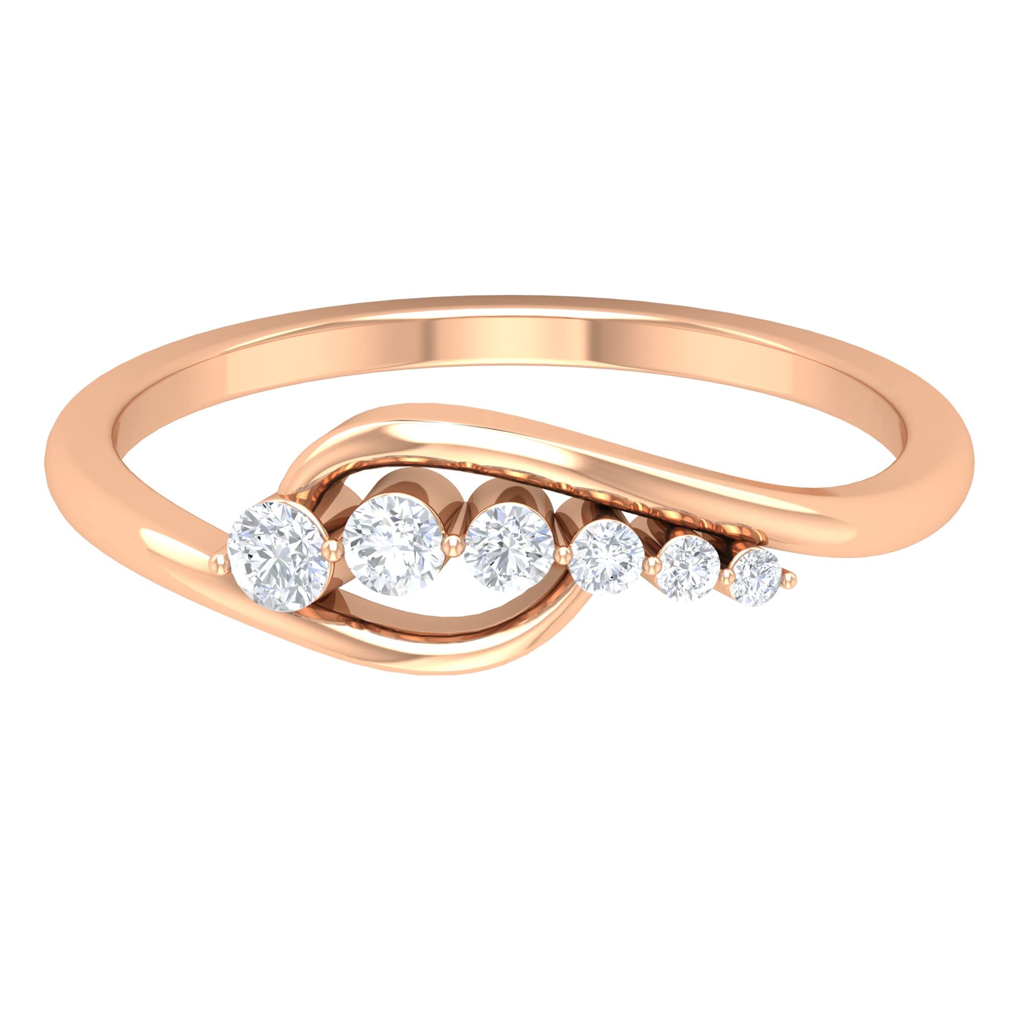 1/4 CT Certified Diamond Promise Ring for Women - 14K Solid Gold Bypass Graduated Style Engagement Ring | Perfect for Anniversaries, Proposals & Special Occasions