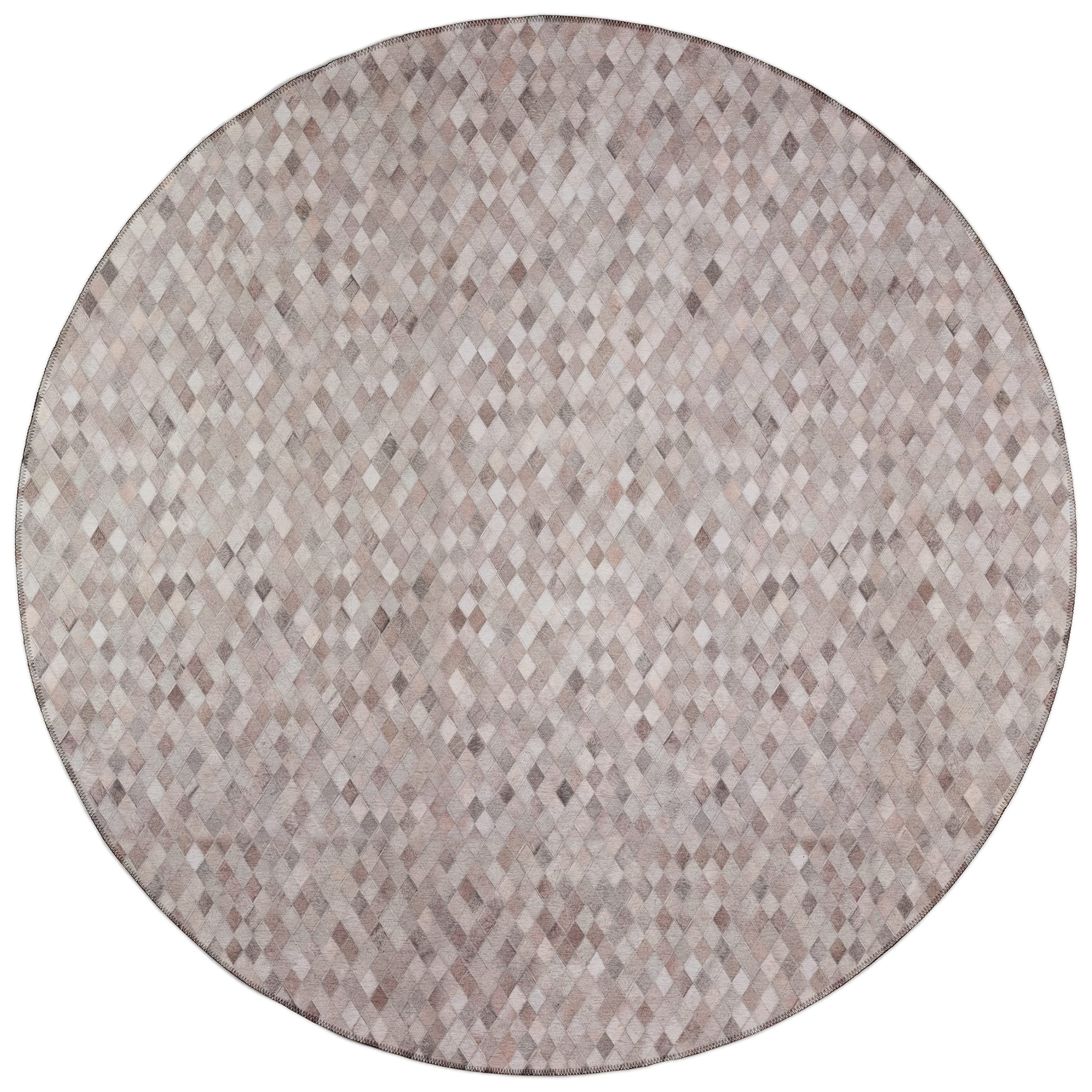 Addison Rugs Laredo ALR36 Gray 8' x 8' Indoor Outdoor Round Area Rug - Machine Washable, Non-Shedding, Easy Clean - Perfect for Bedroom, Living Room, Dining Room, Kitchen, Entryway & Patio Decor