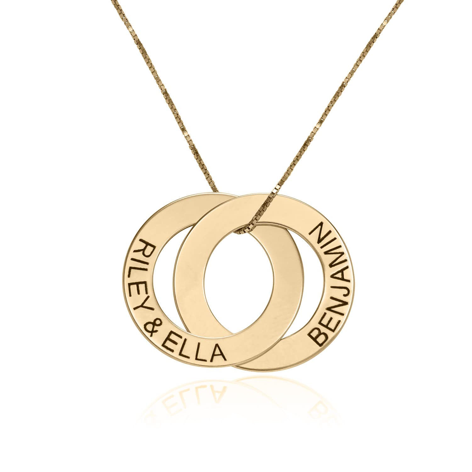 Custom Engraved Sterling Silver Russian Ring Circles Necklace - Personalized Intertwined Name Pendant Jewelry for Women - Unique Gift for Mom, Christmas & Mother’s Day - Perfect for Anniversaries, Date Nights & Special Occasions