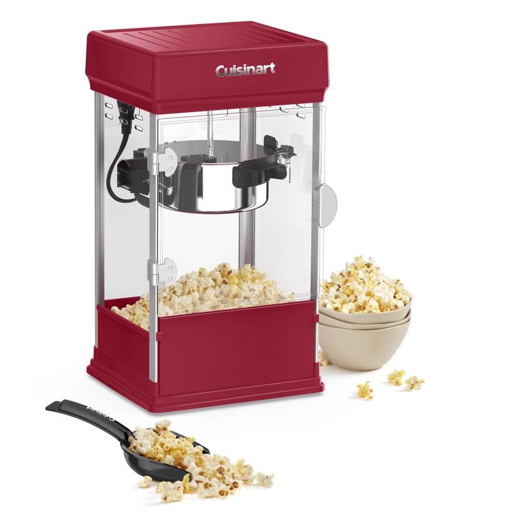**Cuisinart 16-Cup Theatre Style Popcorn Maker - No Heat, Fast Cleanup, Includes Scoop & Measuring Tools (Red) - Perfect for Movie Nights, Parties & Home Theater Snacks**