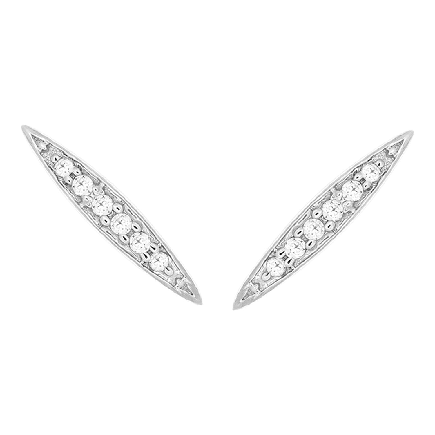 9ct White Gold 0.01 Carat Diamond Bar Earrings with 12 Brilliant Cut Diamonds - Elegant Everyday Jewelry for Women, Perfect for Work, Parties & Special Occasions