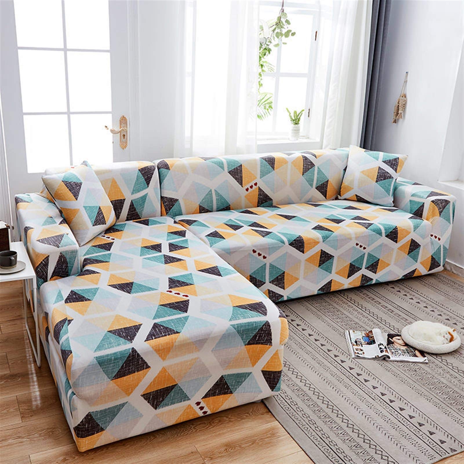 Elastic Stretch Sofa Cover for L-Shaped Corner Couch - Slipcover Protector for Living Room Furniture - Perfect for Pets, Kids, and Daily Use