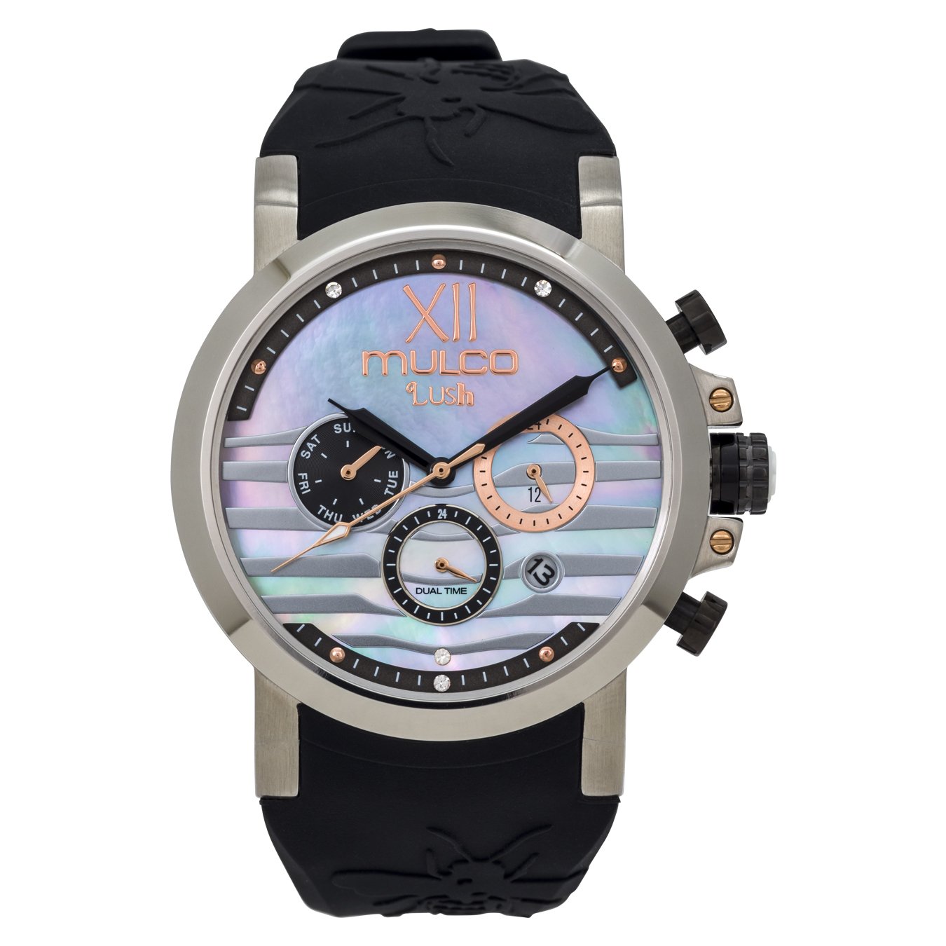 **MULCO Lush Women's Stainless Steel Watch with Quartz Analog Movement, Swarovski Crystals & Silicone Strap – Scratch-Resistant Mineral Glass, Water Resistant – Perfect for Casual, Office & Special Occasions**