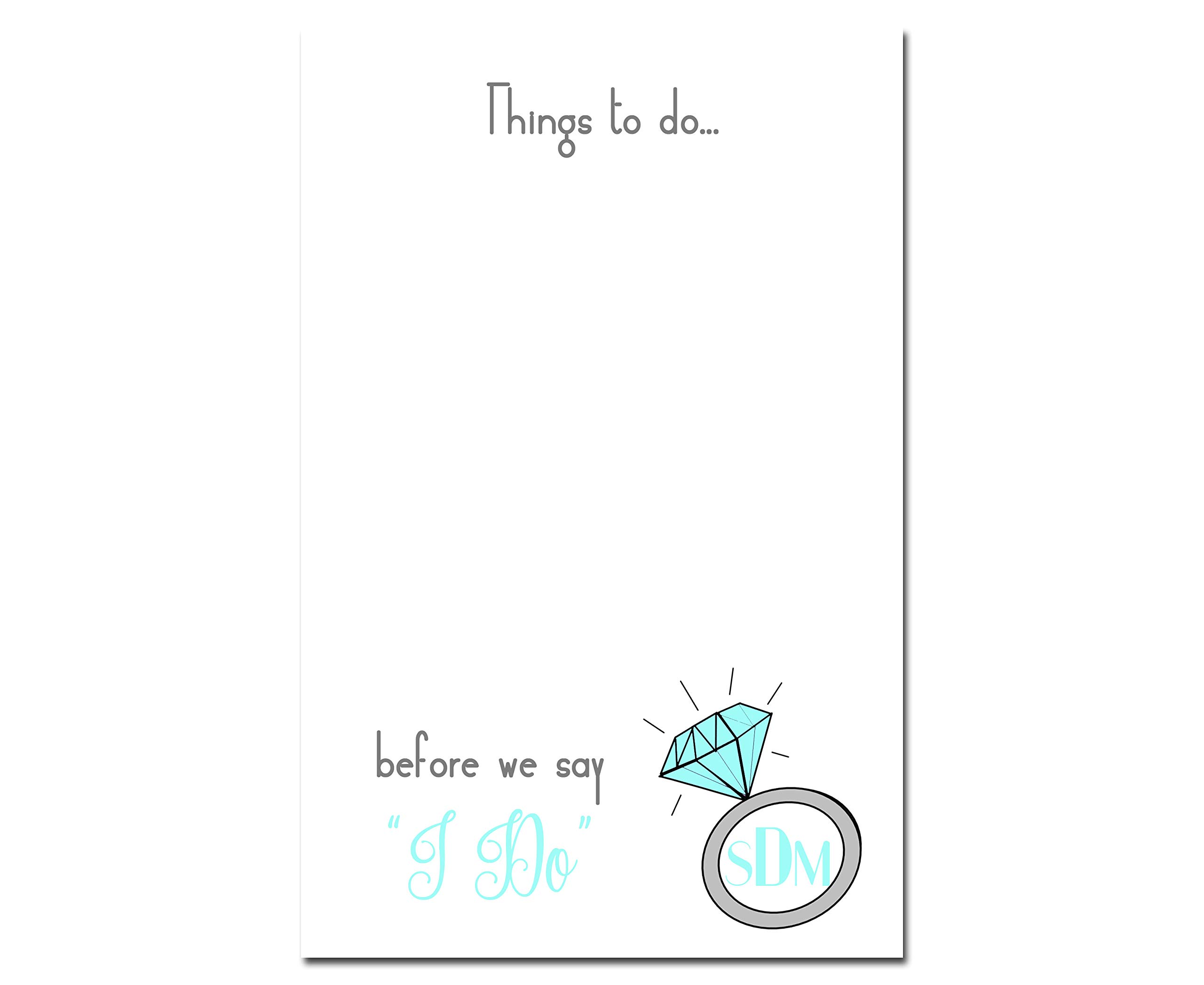 Bride To Be Notepad - Personalized Blue Engagement Ring Gift for Wedding Planning
