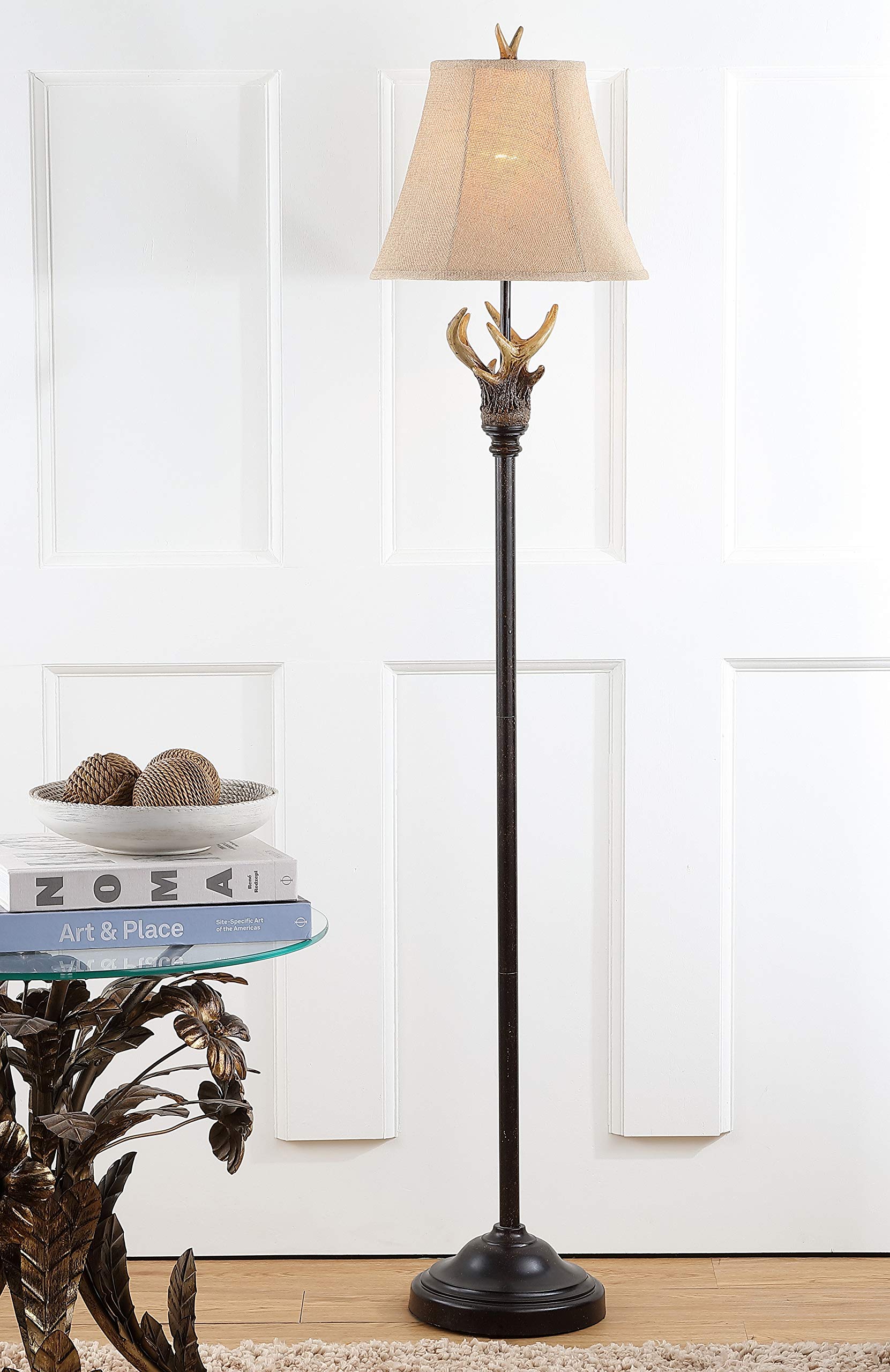SAFAVIEH Sundance Rustic Farmhouse Antler Brown 62-inch LED Floor Lamp with Bulb Included - Perfect for Living Room, Bedroom & Home Office Lighting
