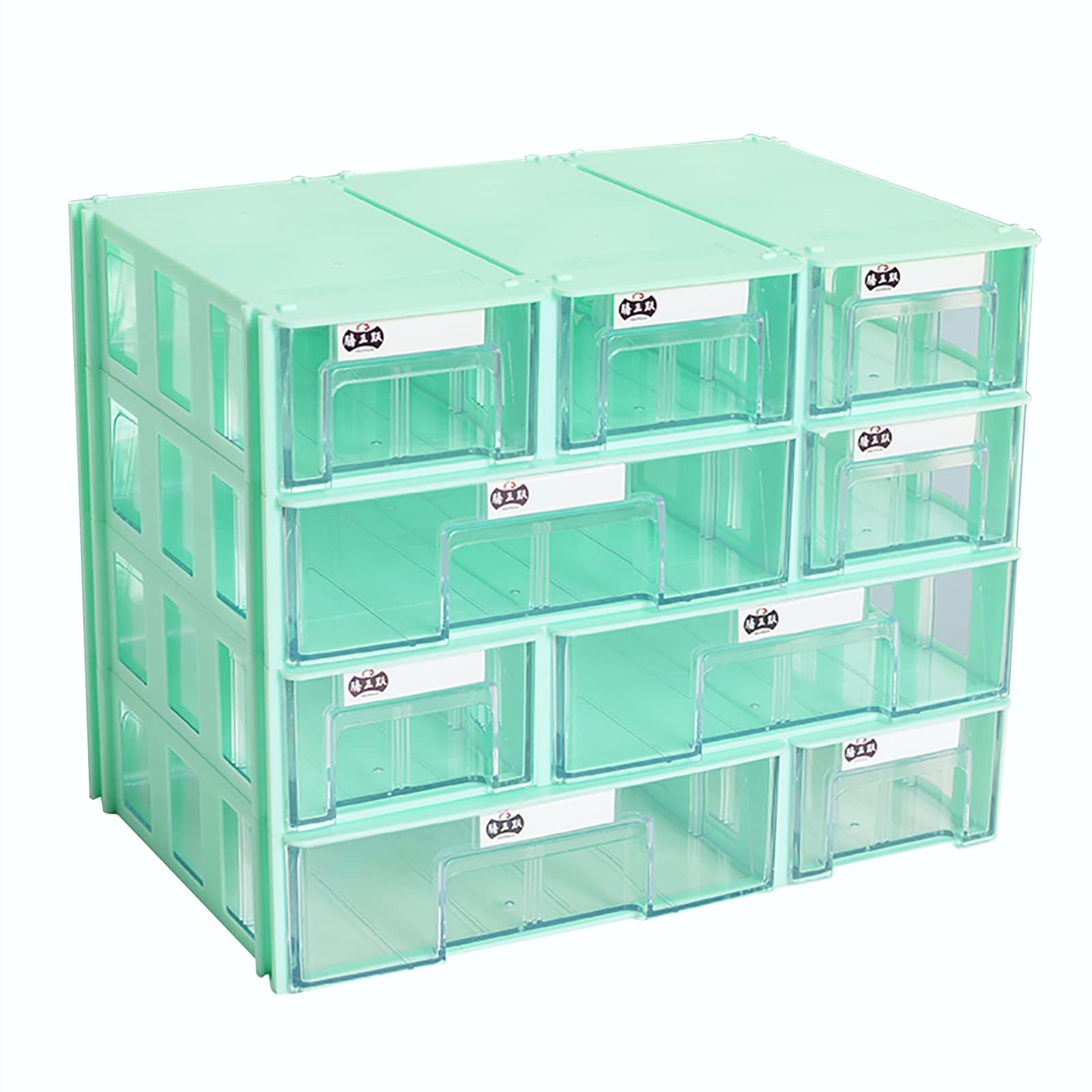 9-Compartment Drawer Organizer for Hardware & Lego Parts - Green Desktop Storage Box with Handmade Material - Perfect for DIY Projects, Craft Supplies & Toy Organization