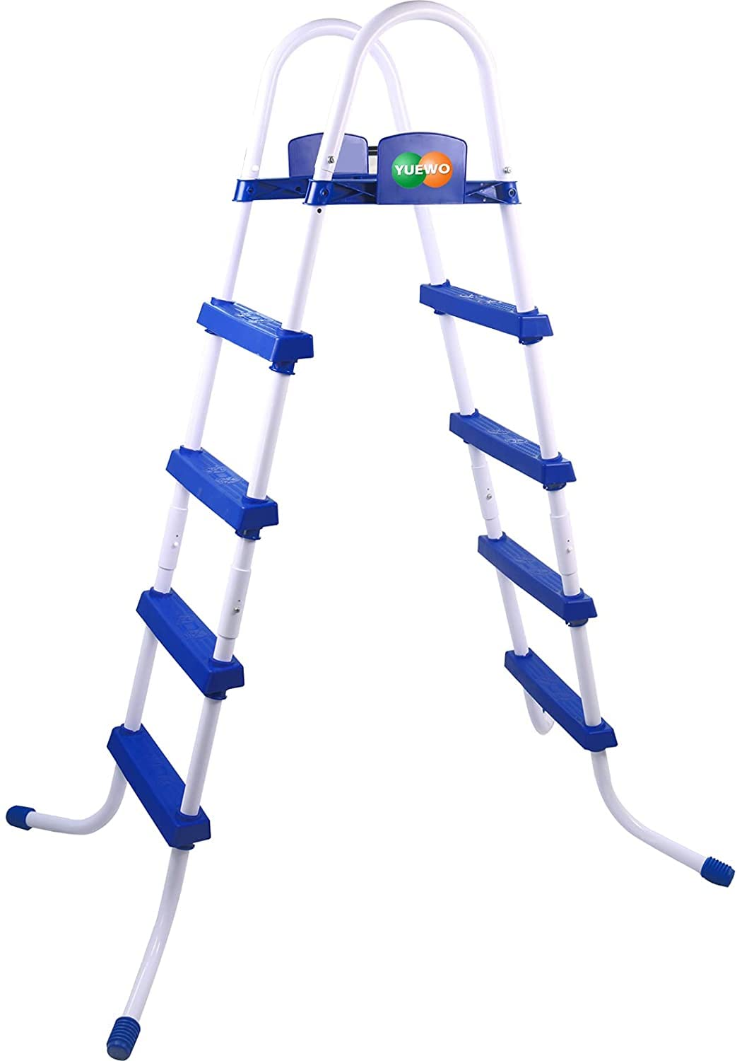 YUEWO 52 Inch 4-Step Steel Frame Above Ground Pool Ladder with Non-Slip Plastic Steps - Heavy Duty Entry & Exit System for Inground & Outdoor Swimming Pools - Perfect for Backyard, Vacation Homes & Summer Fun