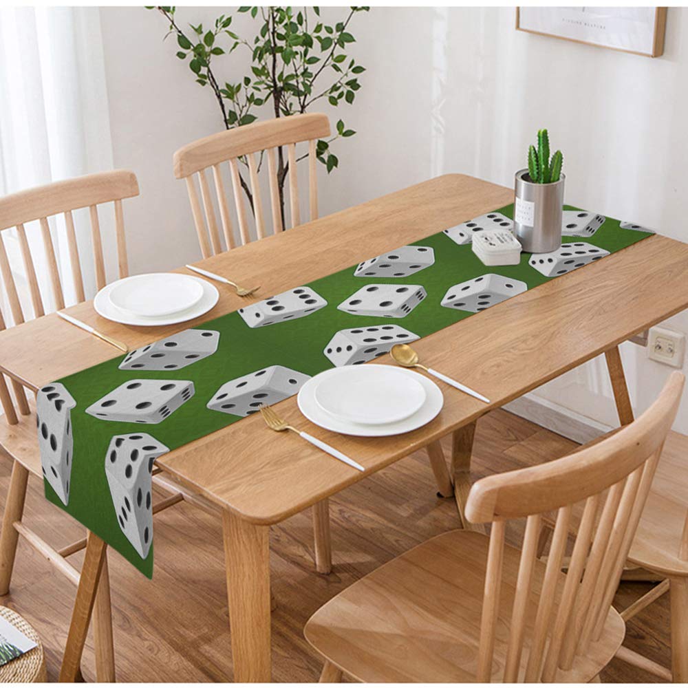 Swono 3D White Dice Table Runner - 14