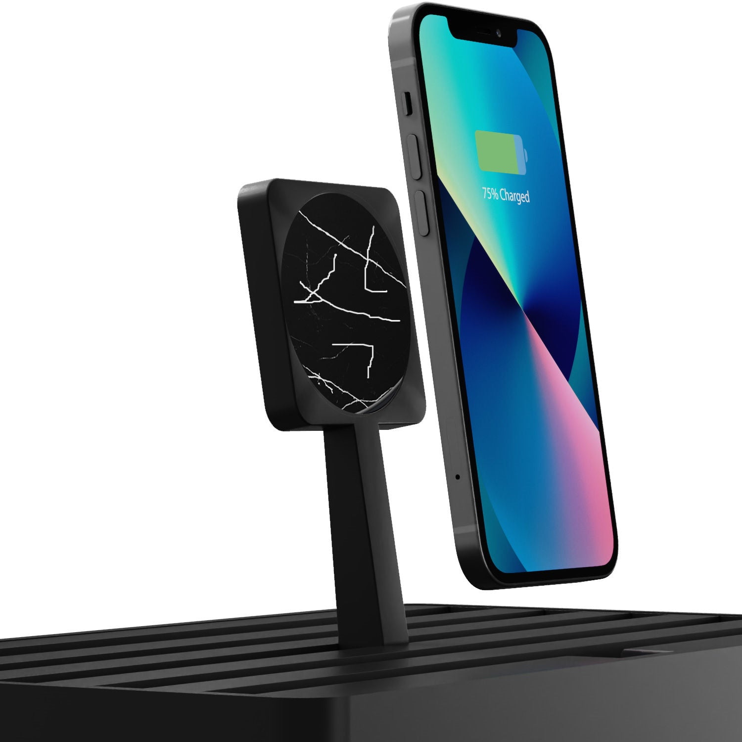 Apple MagSafe Compatible Magnetic Wireless Charger & Car Mount - Fast Charging for iPhone 12/13/14 Series (Black/Black Marble) | Perfect for Car, Office & Home Use