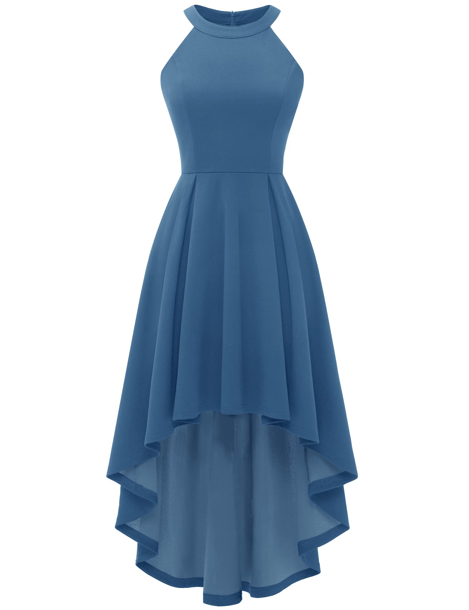 Elegant Halter Neck Summer Cocktail Dress for Women - Sleeveless Hi-Lo Bridesmaid Gown, Formal Wedding Guest Dress | Perfect for Beach Parties, Evening Events & Special Occasions