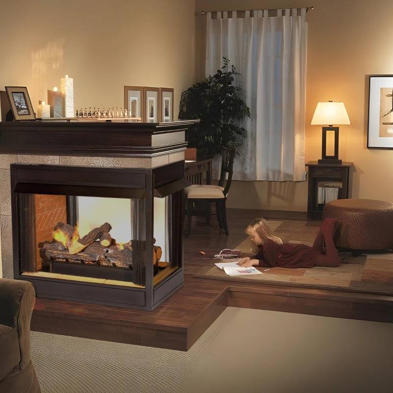 Empire Breckenridge Premium 36-Inch Peninsula See-Through Vent-Free Gas Fireplace with Flush Front Design - Perfect for Living Rooms, Patios, and Open Floor Plans