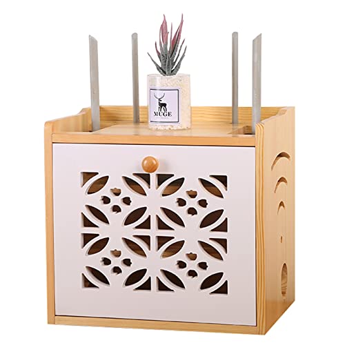 Wall Mounted WiFi Router Storage Box with Floating Shelf - Cord Organizer for Set-Top Box & Modem (32x23x30cm) - Perfect for Living Room, Office & Home Network Setup